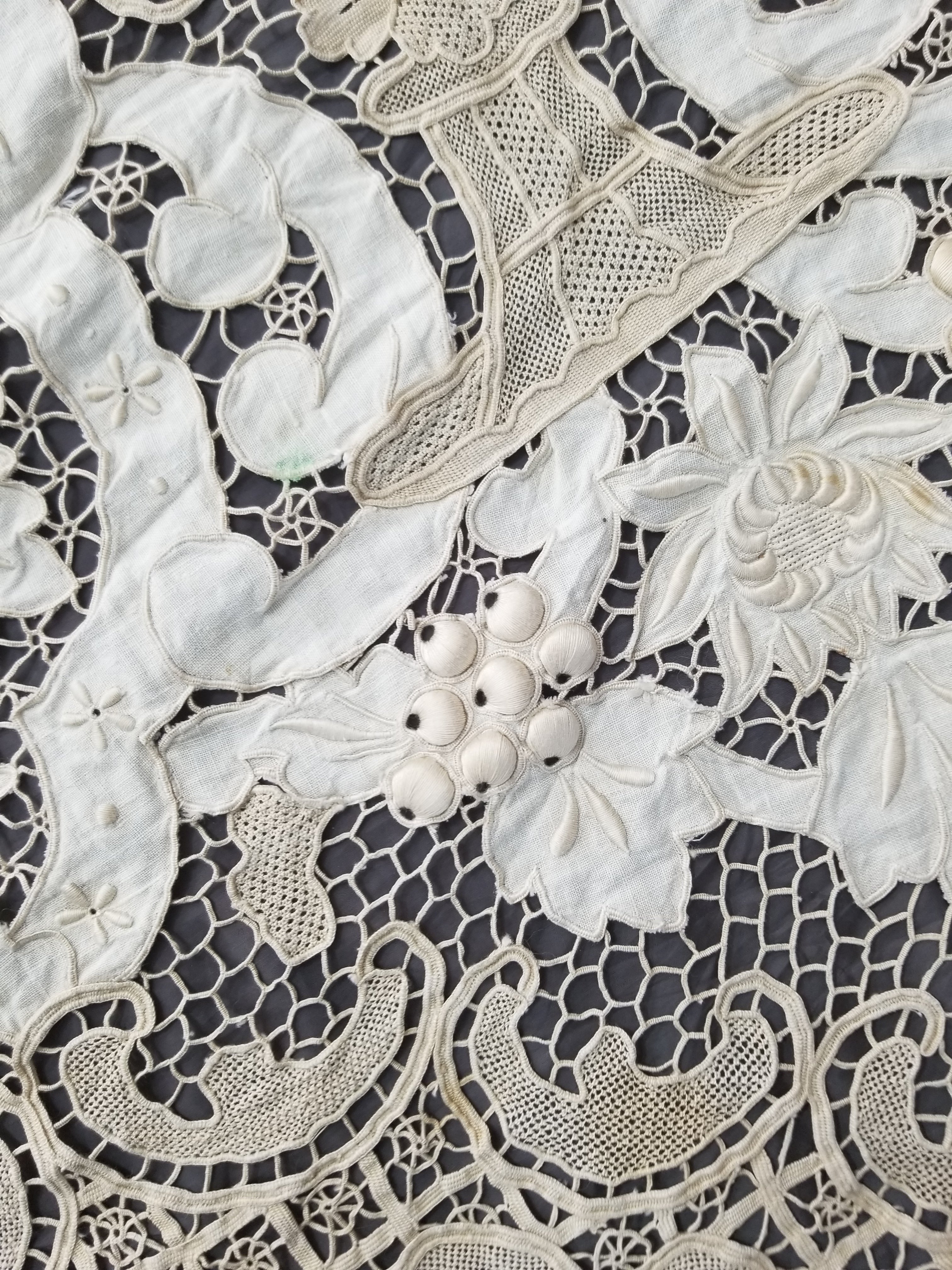 Vintage Point De Venice Needle Lace Banquet Tablecloth 242x160cm