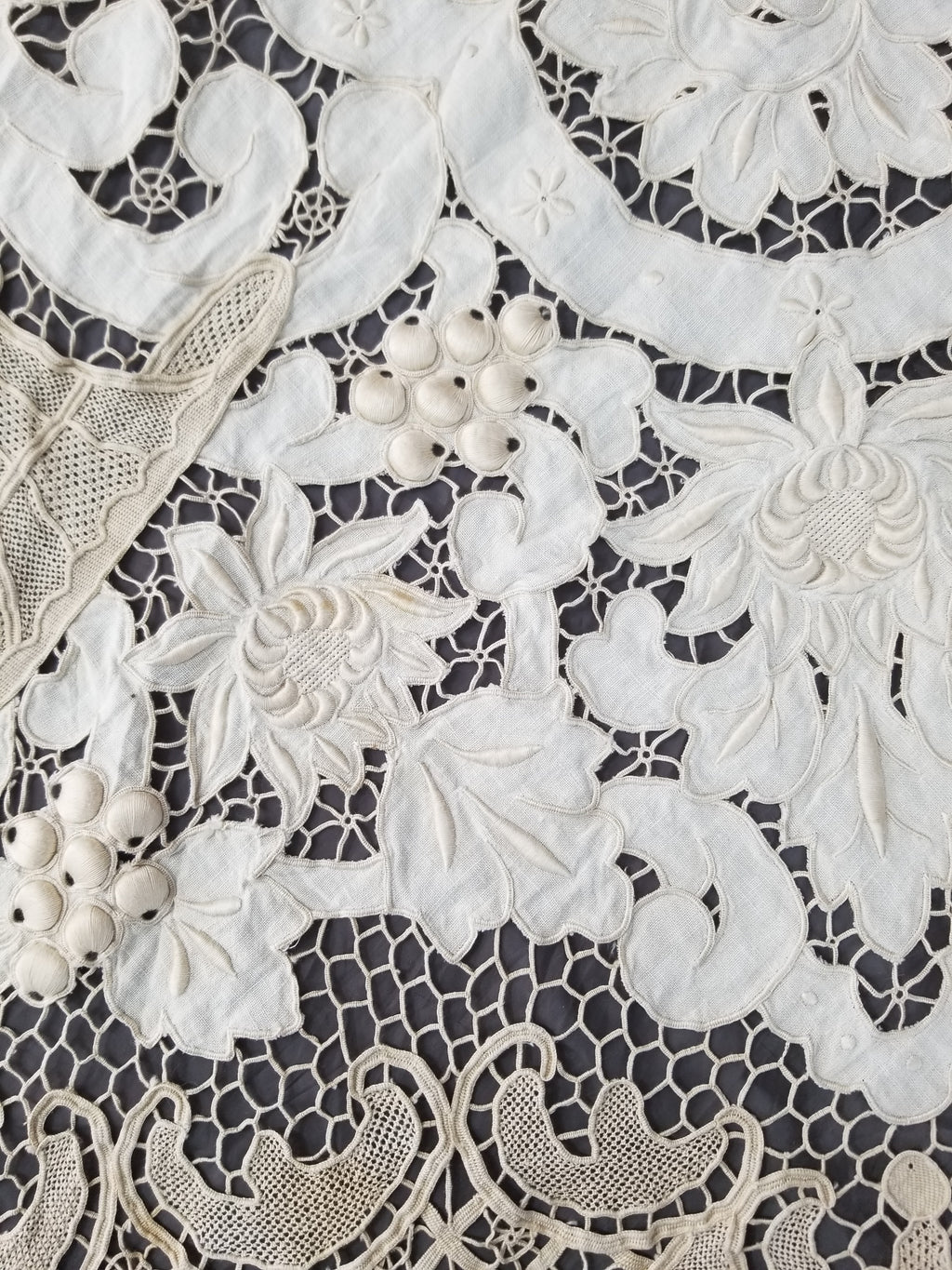 Vintage Point De Venice Needle Lace Banquet Tablecloth 242x160cm