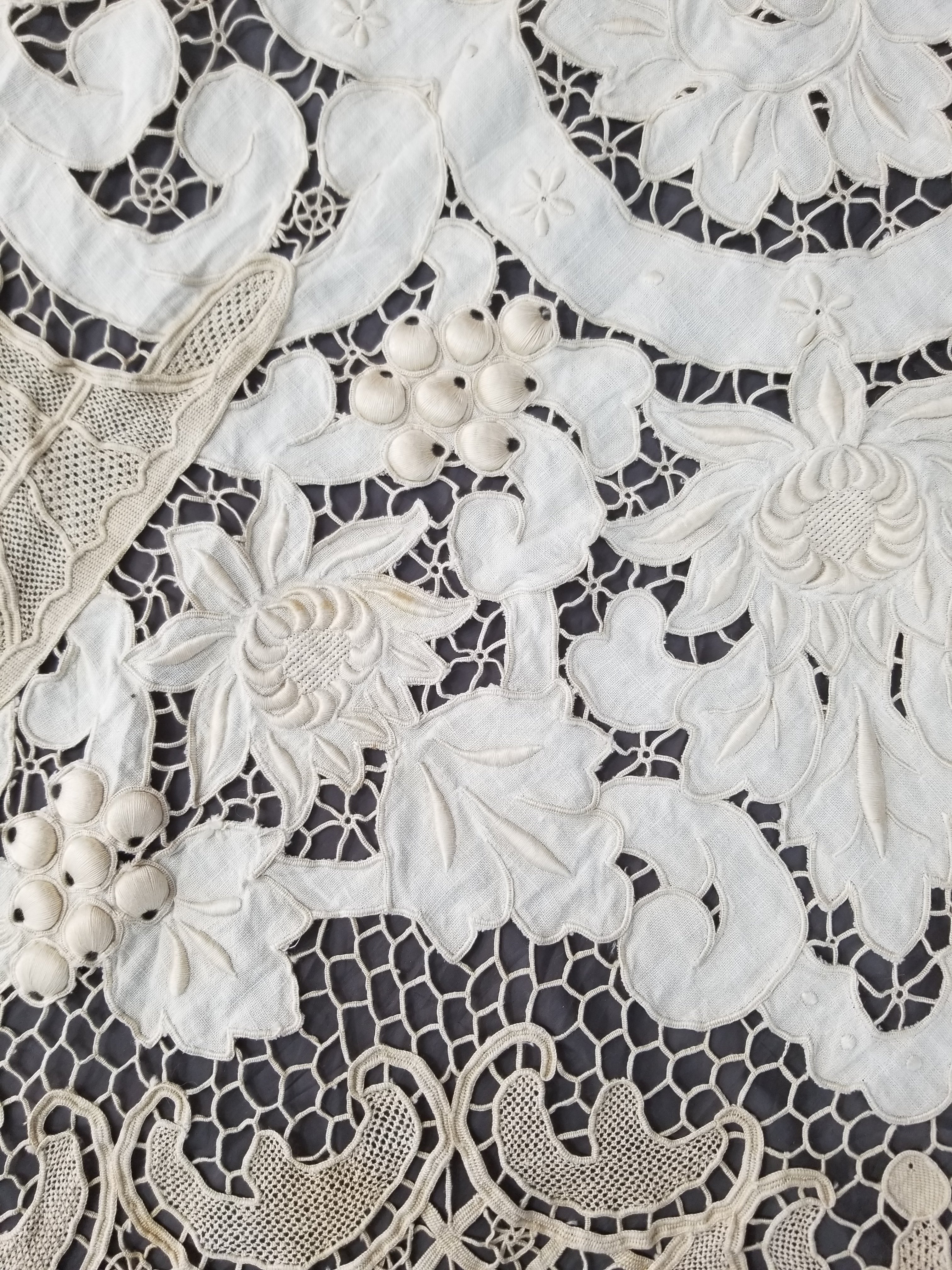 Vintage Point De Venice Needle Lace Banquet Tablecloth 242x160cm