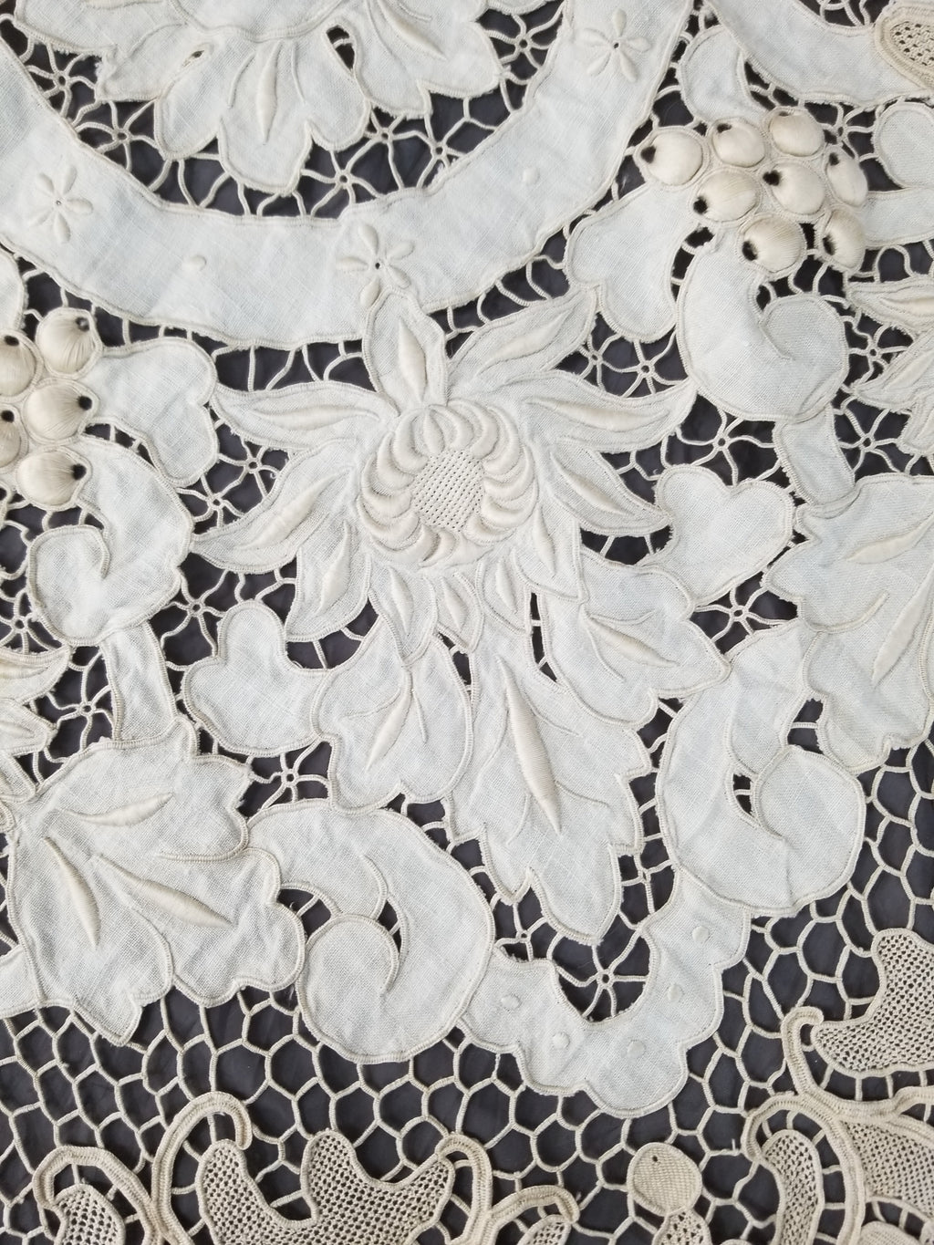 Vintage Point De Venice Needle Lace Banquet Tablecloth 242x160cm