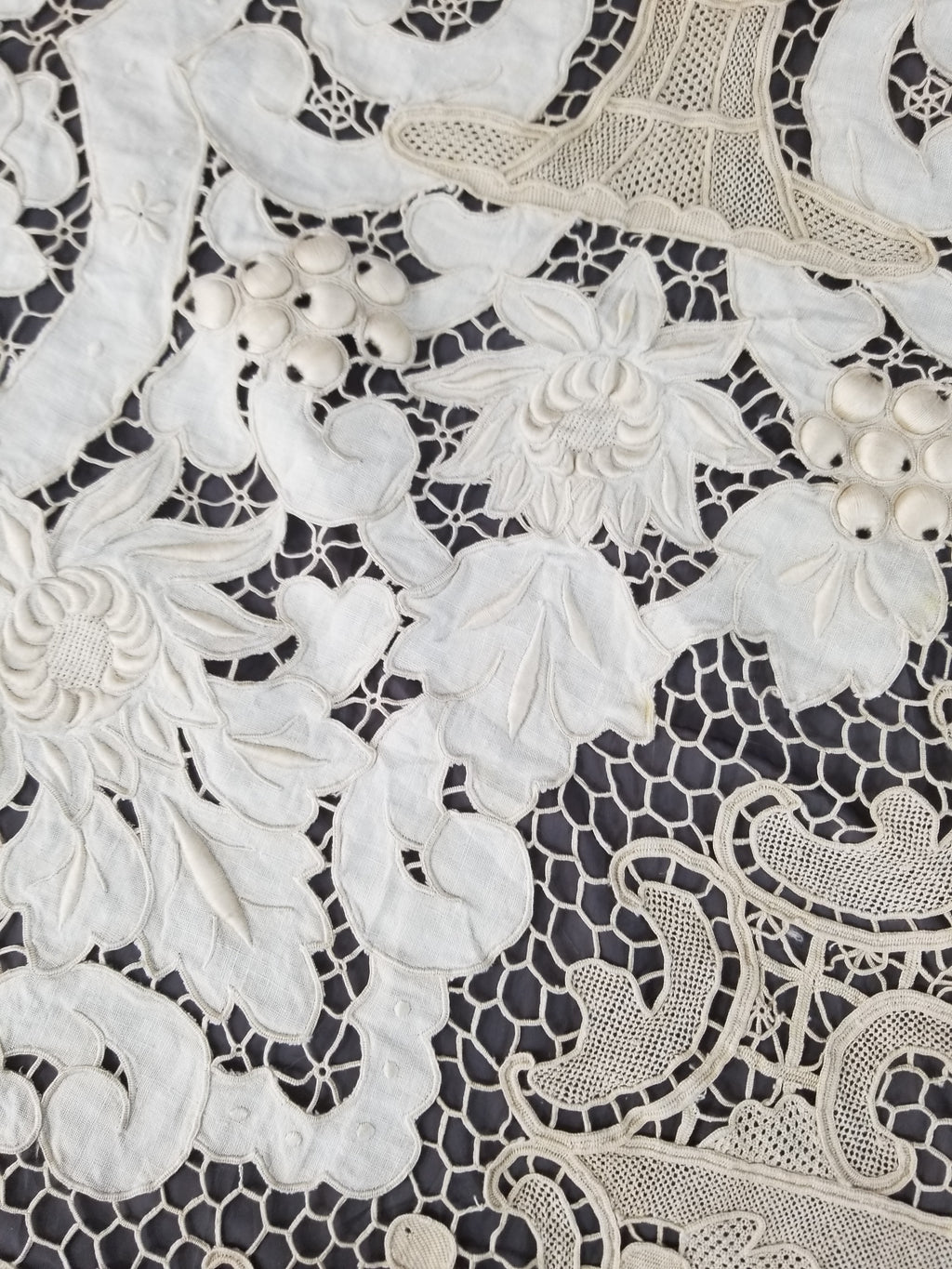 Vintage Point De Venice Needle Lace Banquet Tablecloth 242x160cm