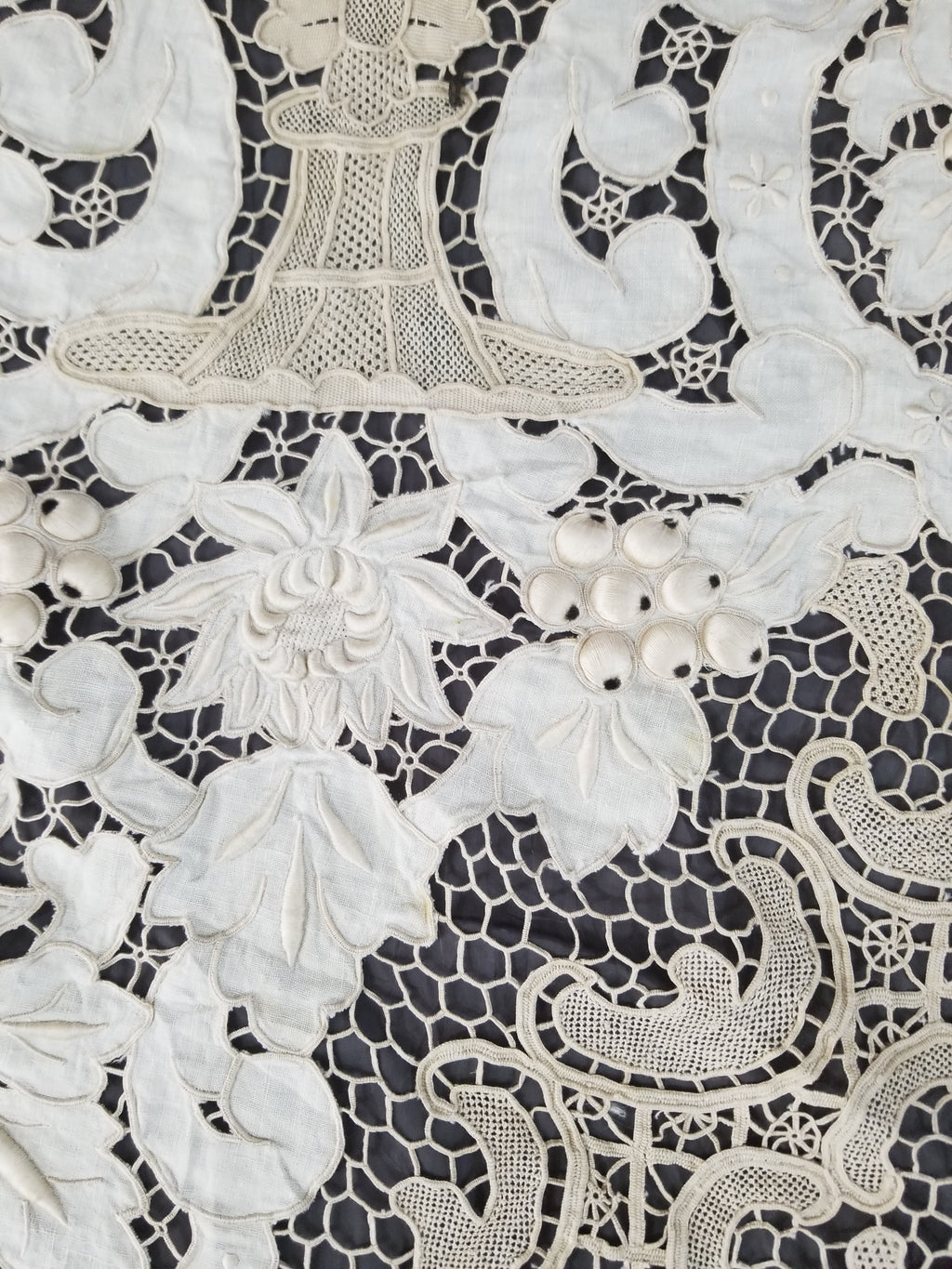 Vintage Point De Venice Needle Lace Banquet Tablecloth 242x160cm