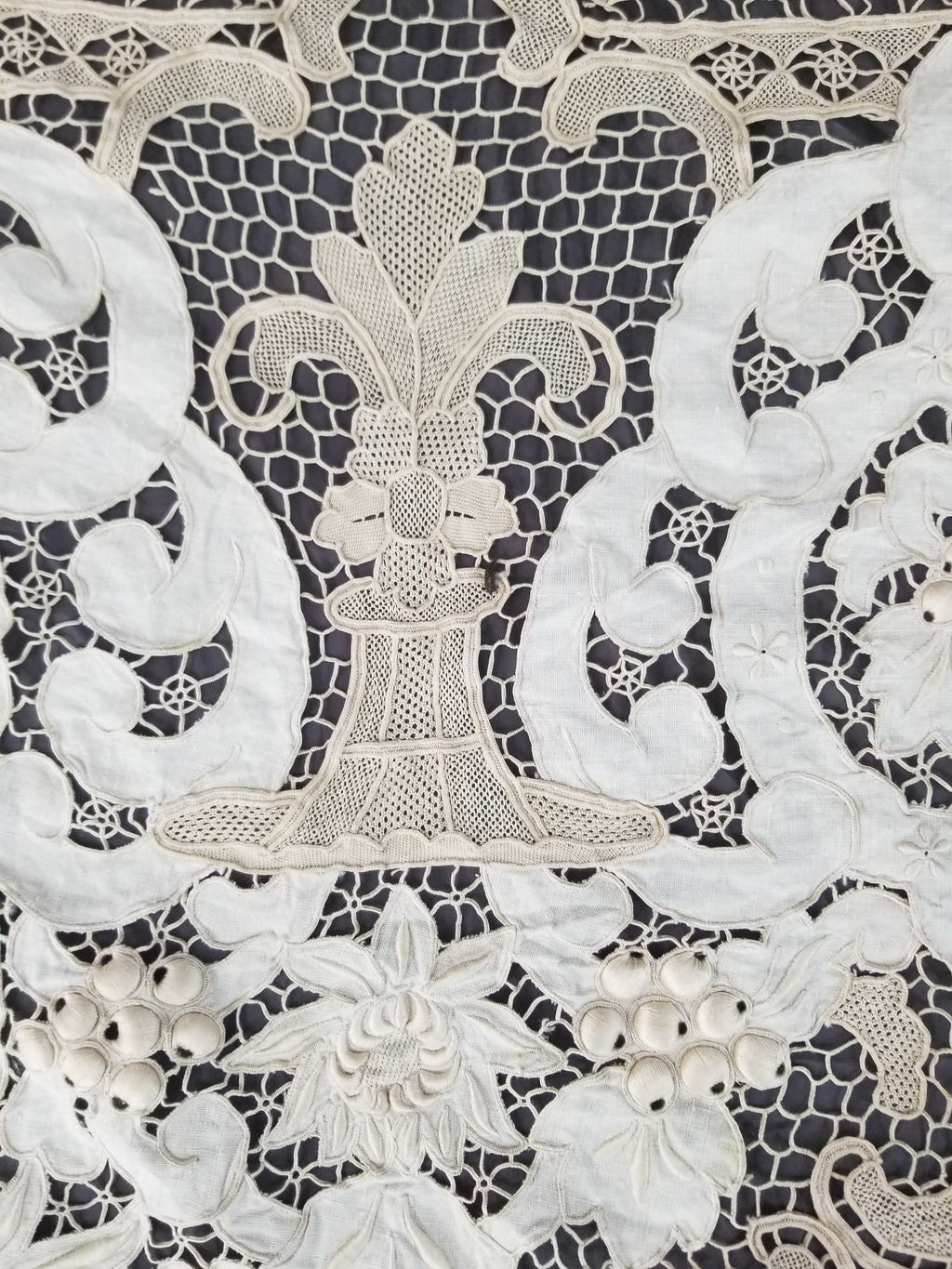 Vintage Point De Venice Needle Lace Banquet Tablecloth 242x160cm