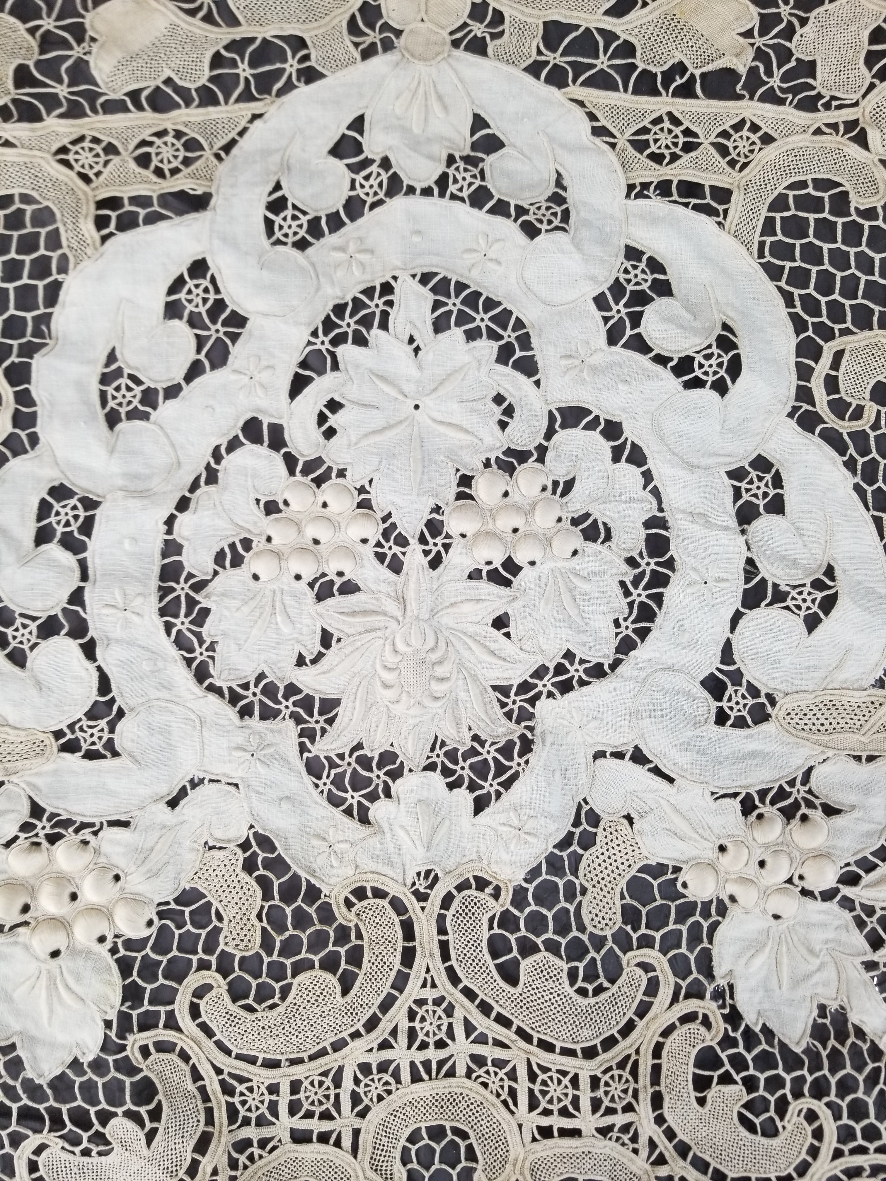 Vintage Point De Venice Needle Lace Banquet Tablecloth 242x160cm