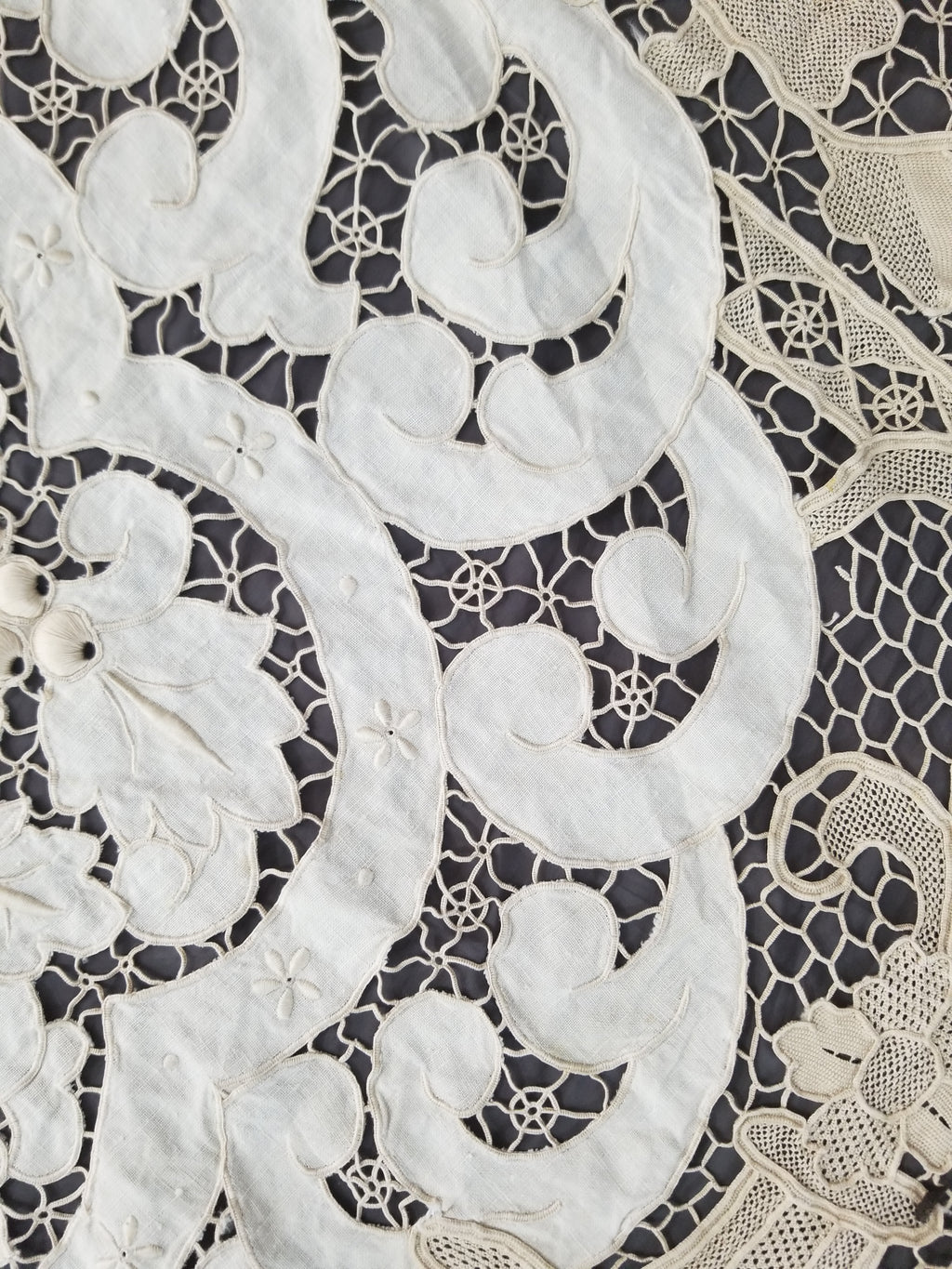 Vintage Point De Venice Needle Lace Banquet Tablecloth 242x160cm