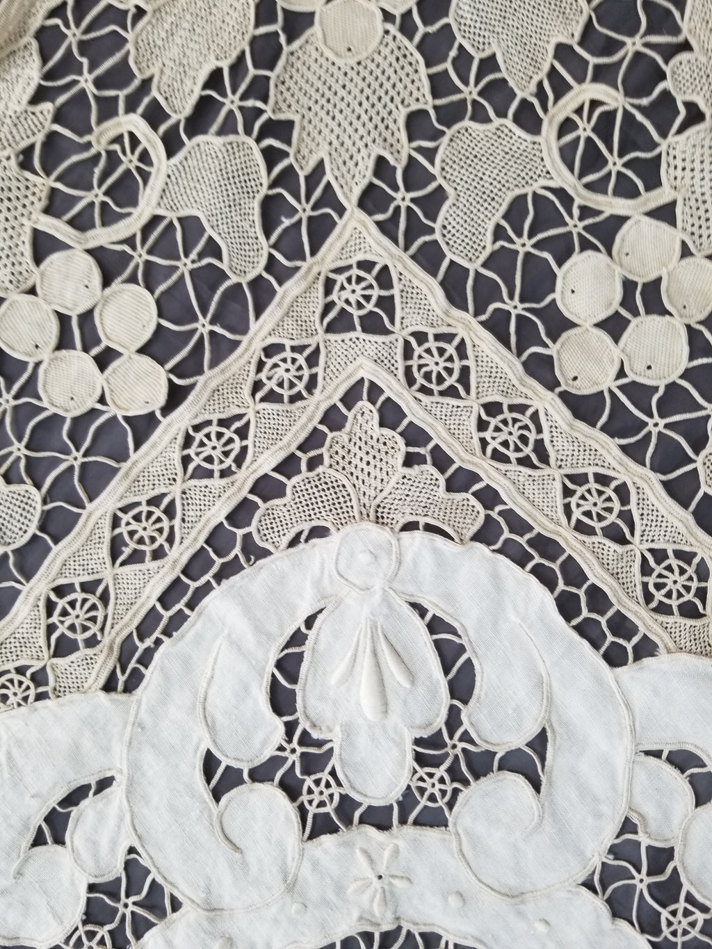 Vintage Point De Venice Needle Lace Banquet Tablecloth 242x160cm