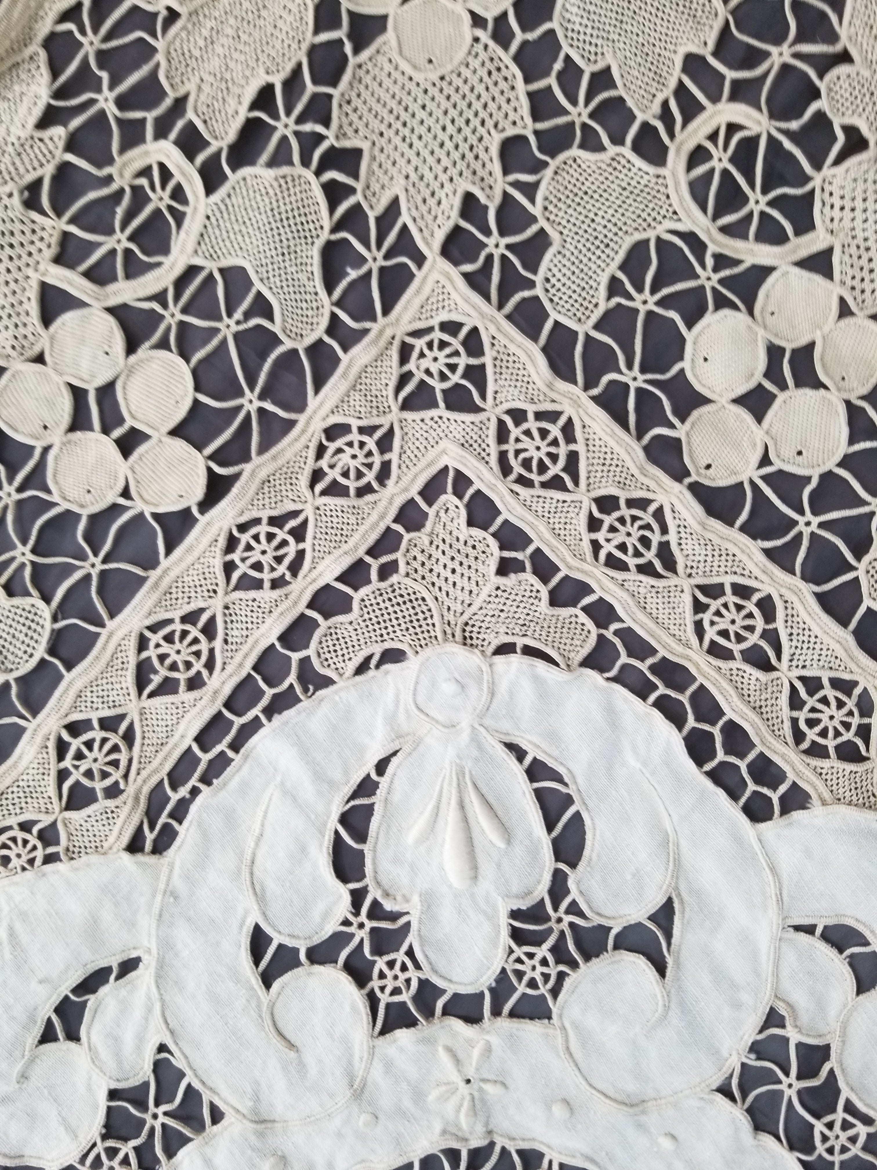 Vintage Point De Venice Needle Lace Banquet Tablecloth 242x160cm