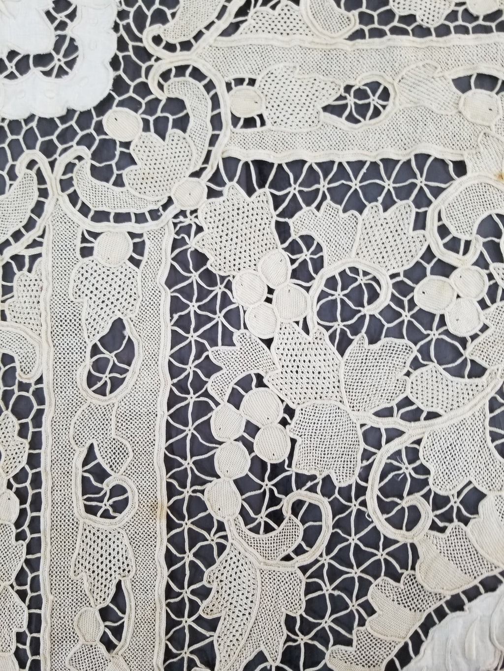 Vintage Point De Venice Needle Lace Banquet Tablecloth 242x160cm