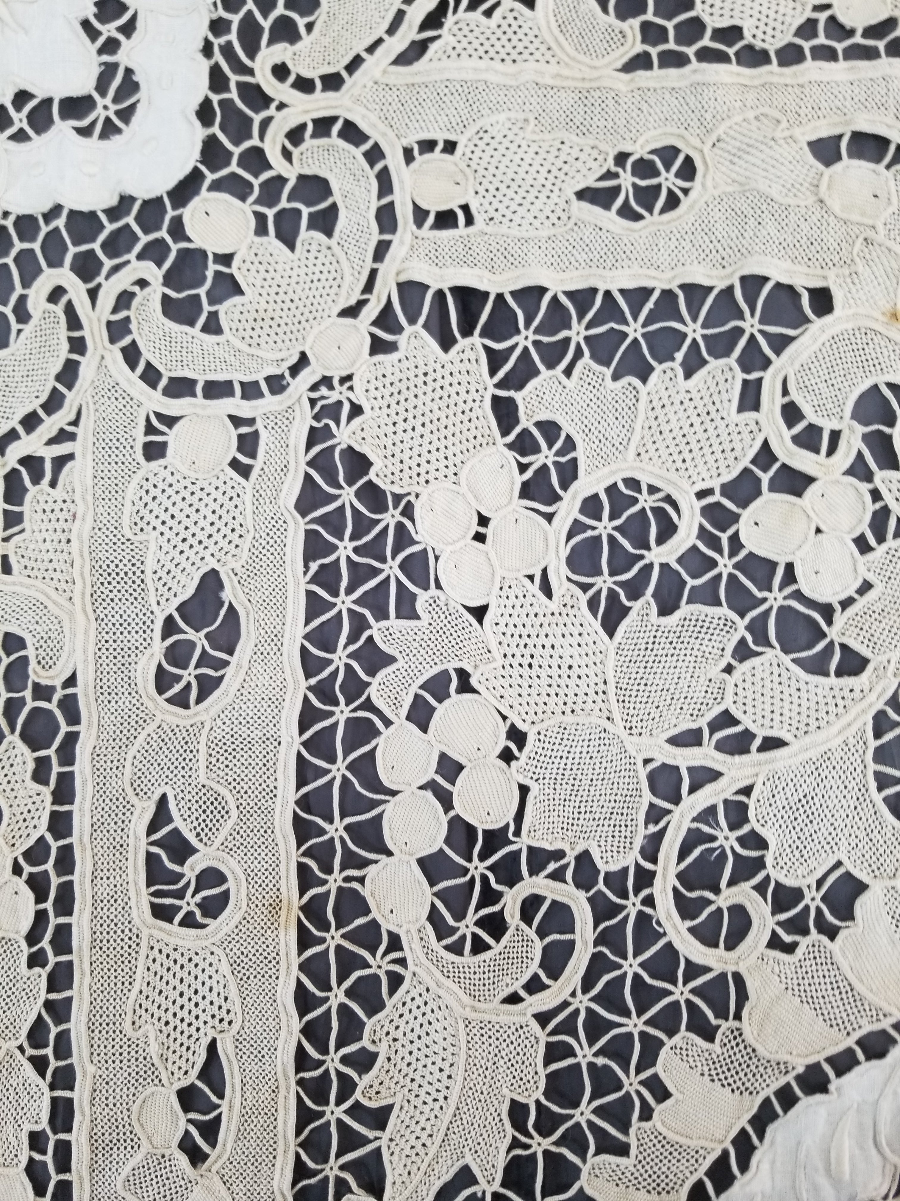 Vintage Point De Venice Needle Lace Banquet Tablecloth 242x160cm