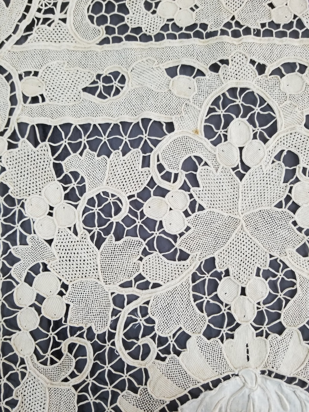 Vintage Point De Venice Needle Lace Banquet Tablecloth 242x160cm