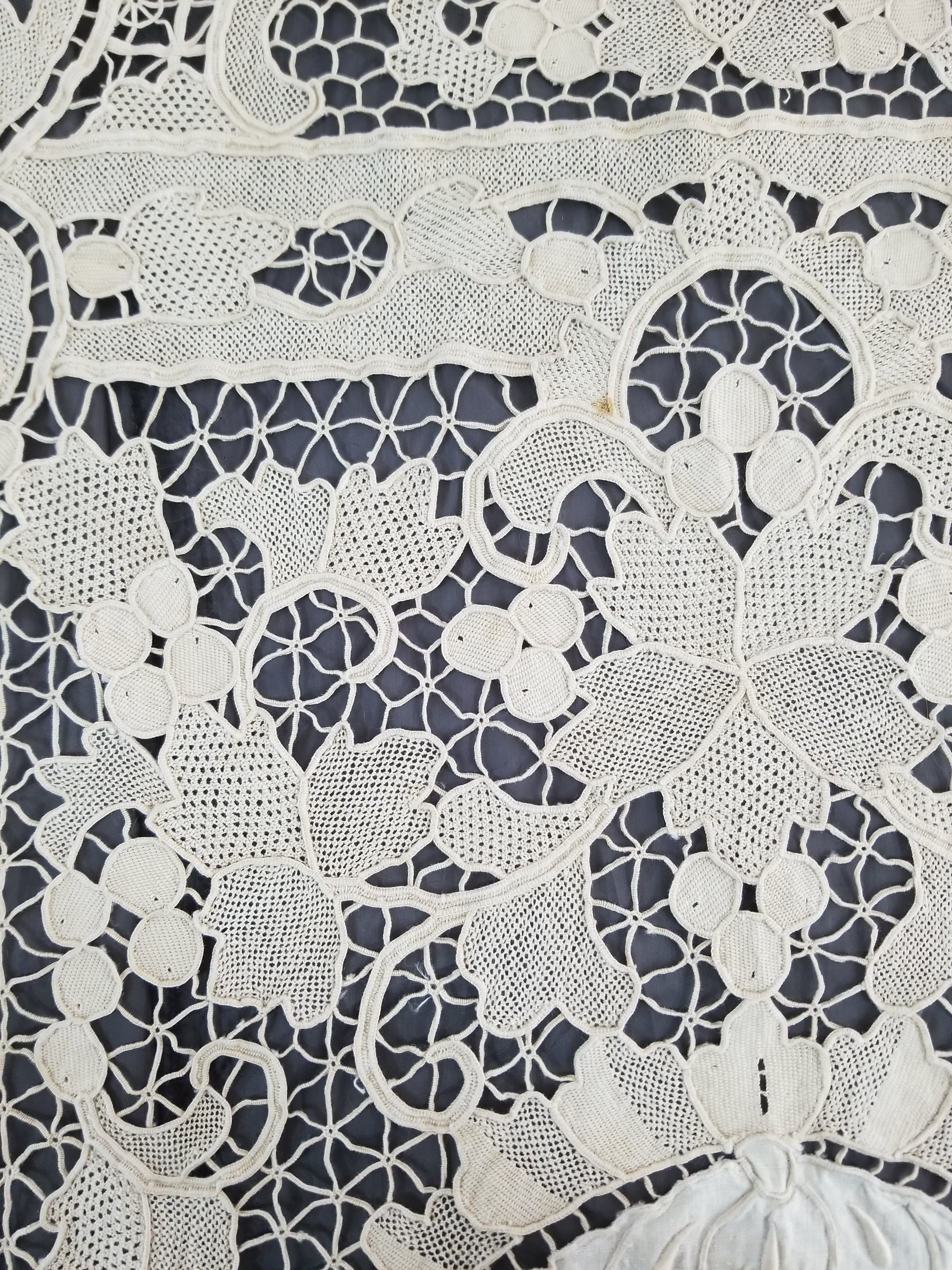 Vintage Point De Venice Needle Lace Banquet Tablecloth 242x160cm