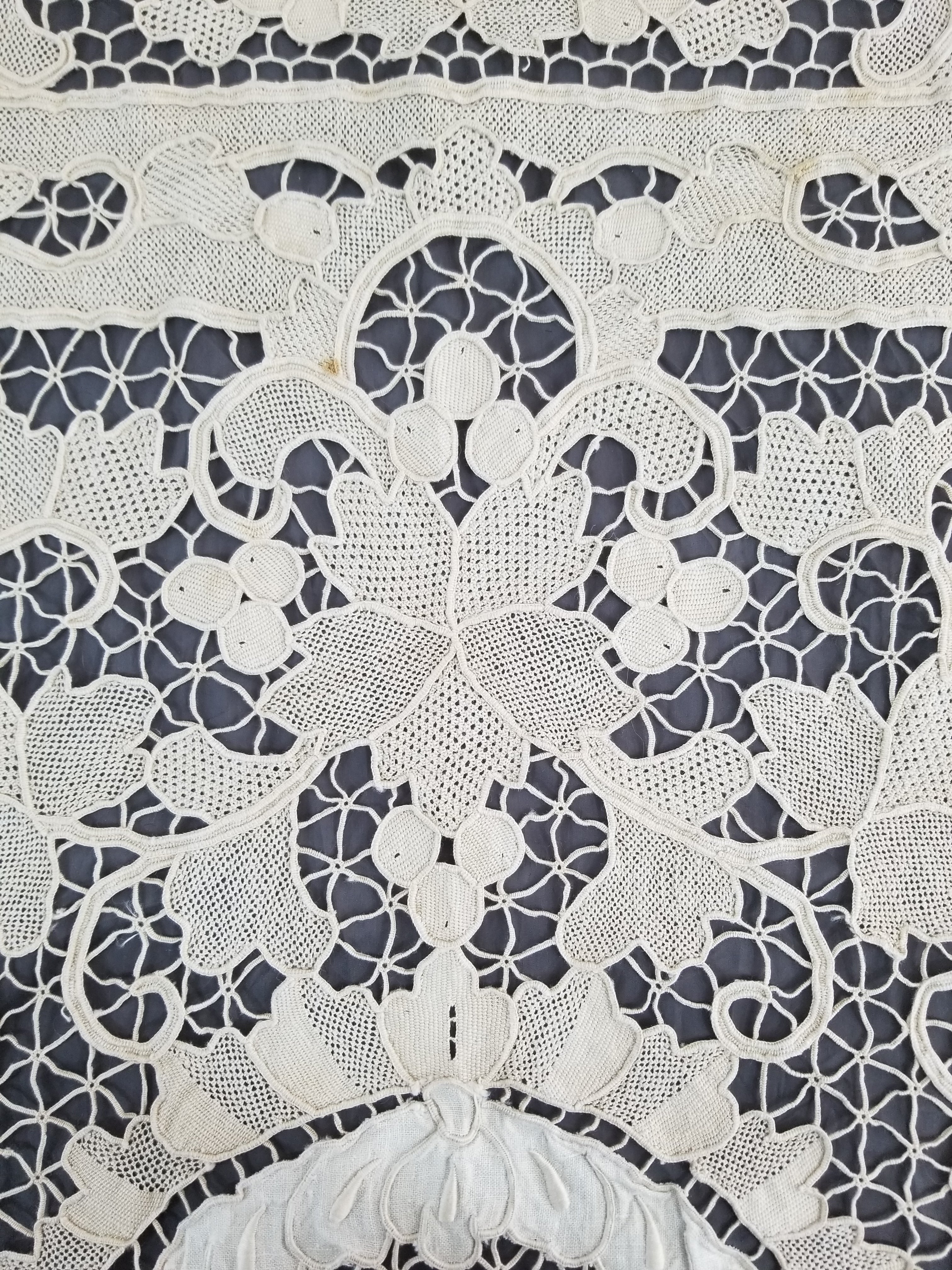 Vintage Point De Venice Needle Lace Banquet Tablecloth 242x160cm