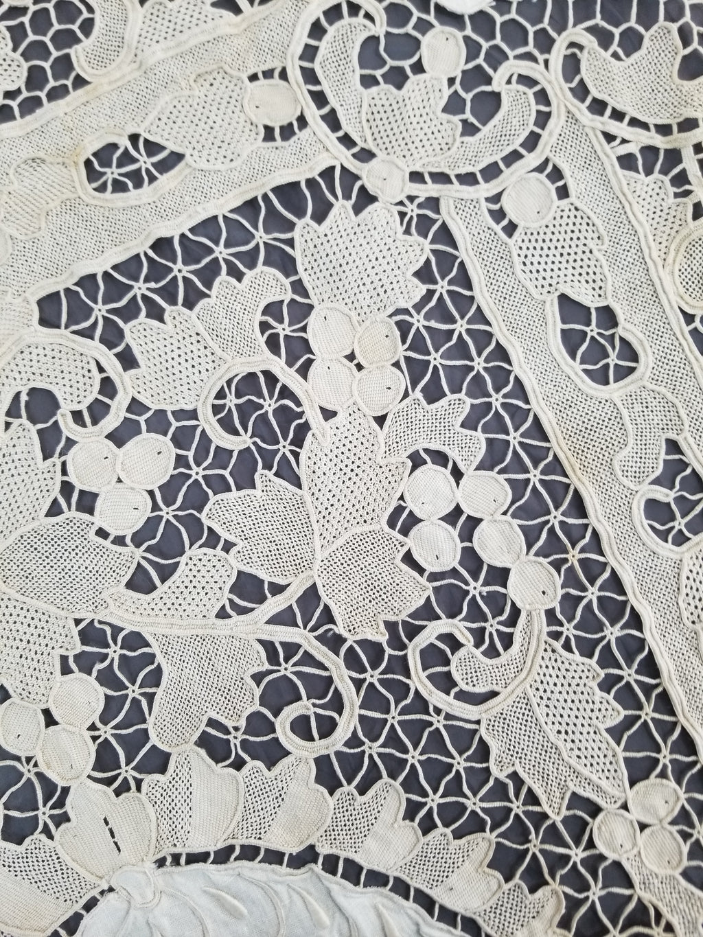 Vintage Point De Venice Needle Lace Banquet Tablecloth 242x160cm