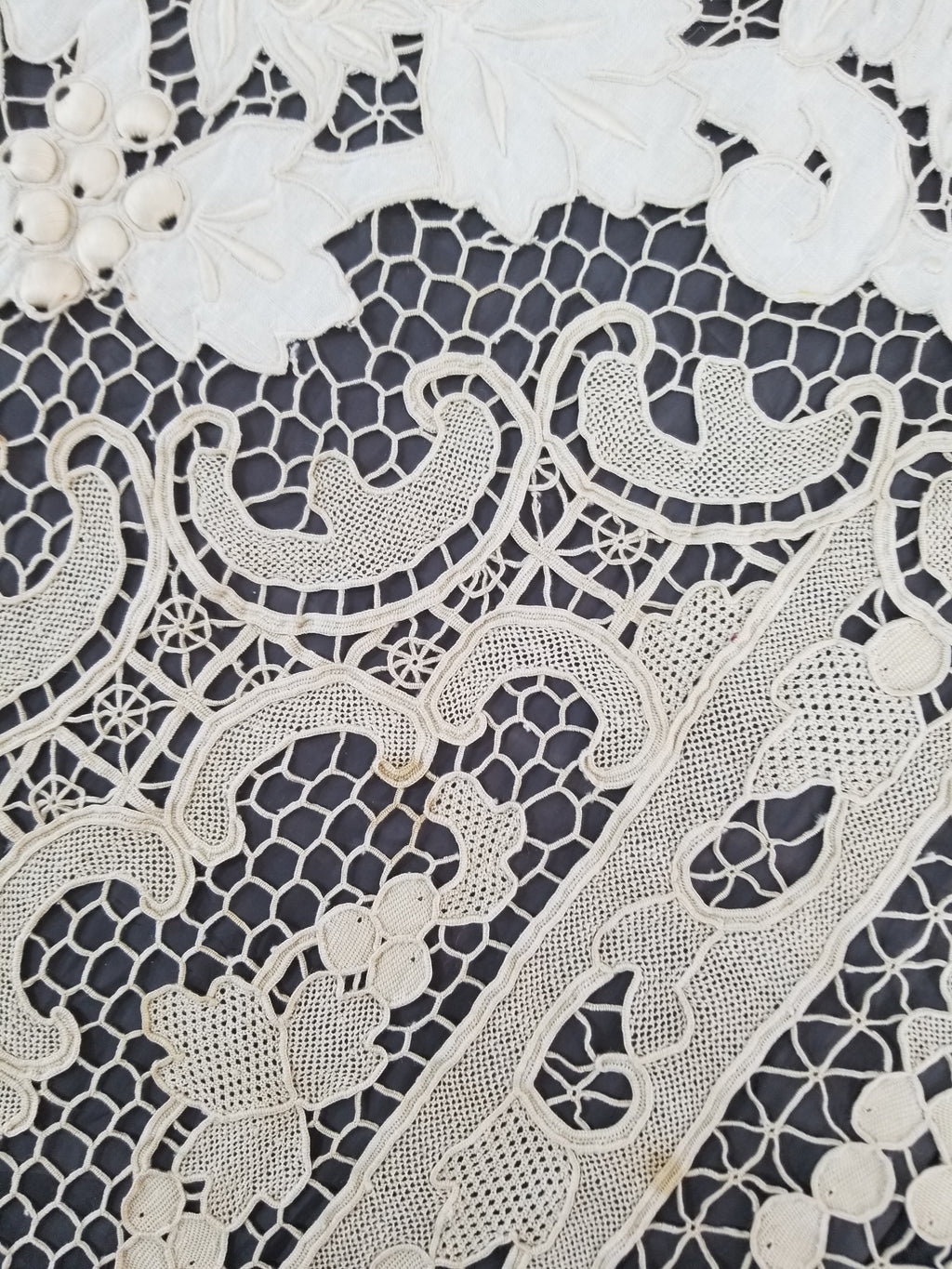 Vintage Point De Venice Needle Lace Banquet Tablecloth 242x160cm