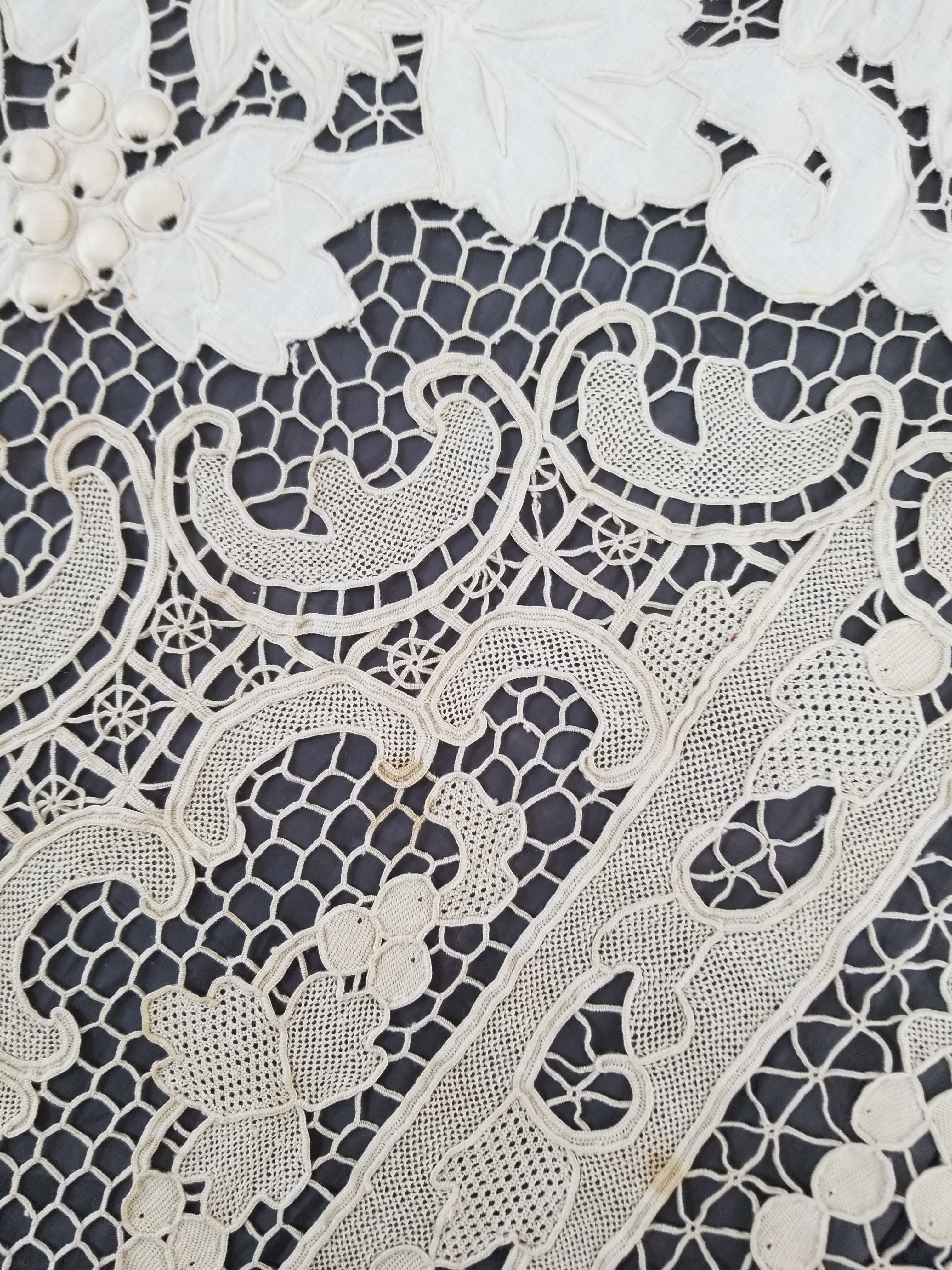 Vintage Point De Venice Needle Lace Banquet Tablecloth 242x160cm