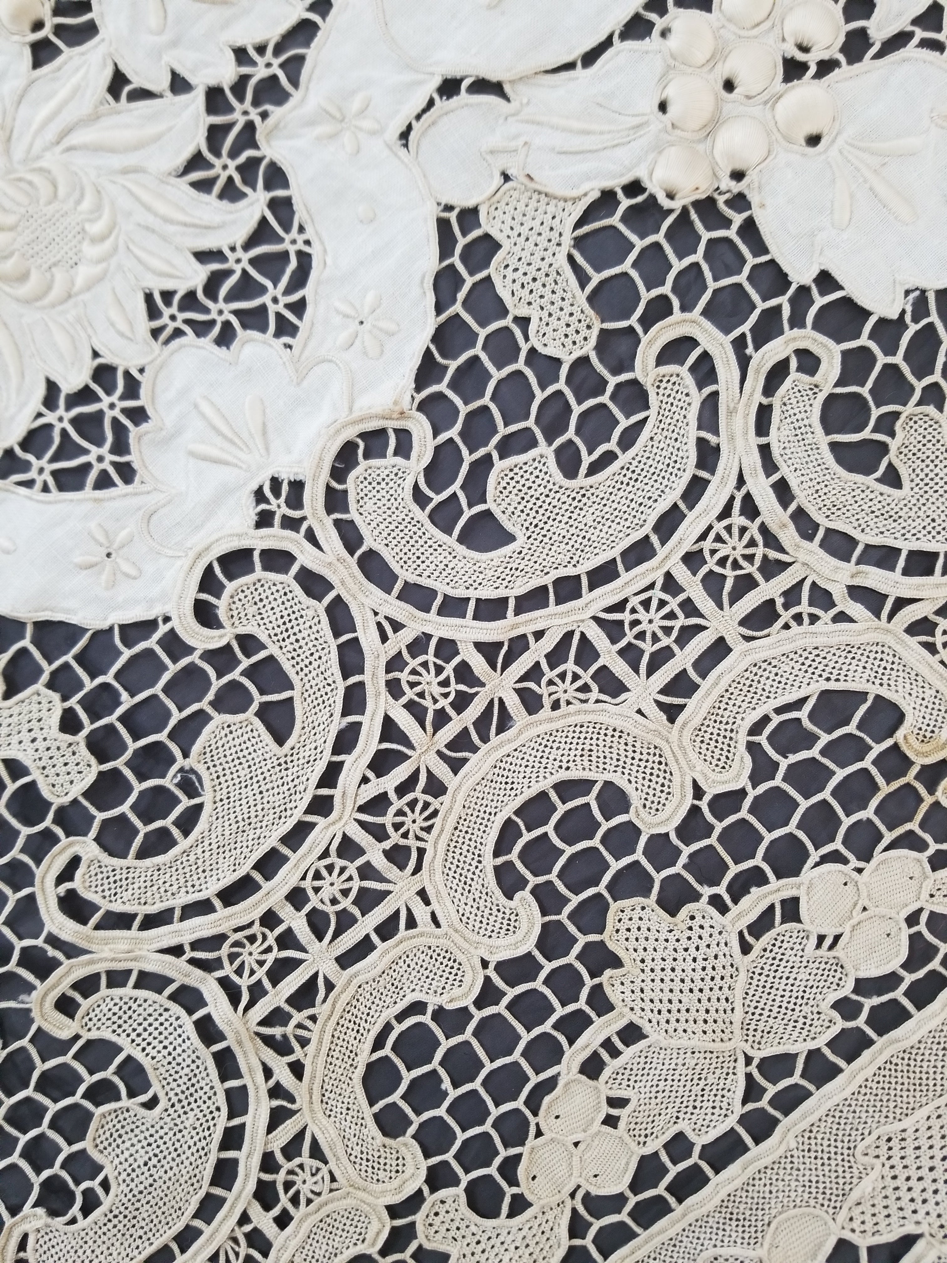 Vintage Point De Venice Needle Lace Banquet Tablecloth 242x160cm