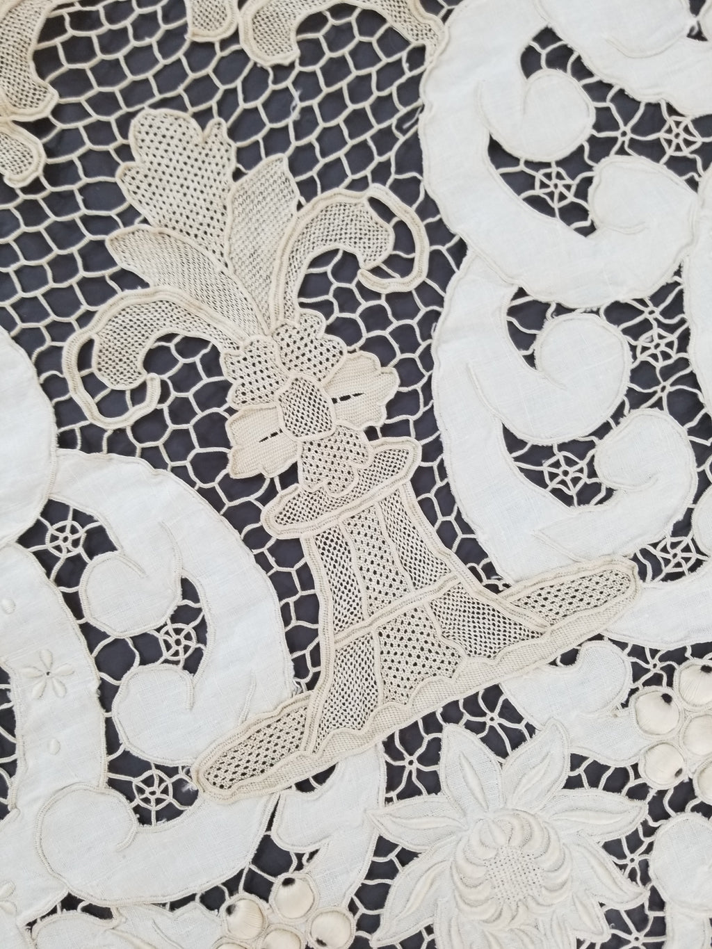 Vintage Point De Venice Needle Lace Banquet Tablecloth 242x160cm