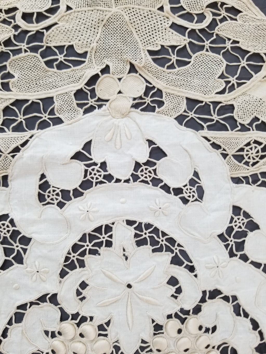 Vintage Point De Venice Needle Lace Banquet Tablecloth 242x160cm