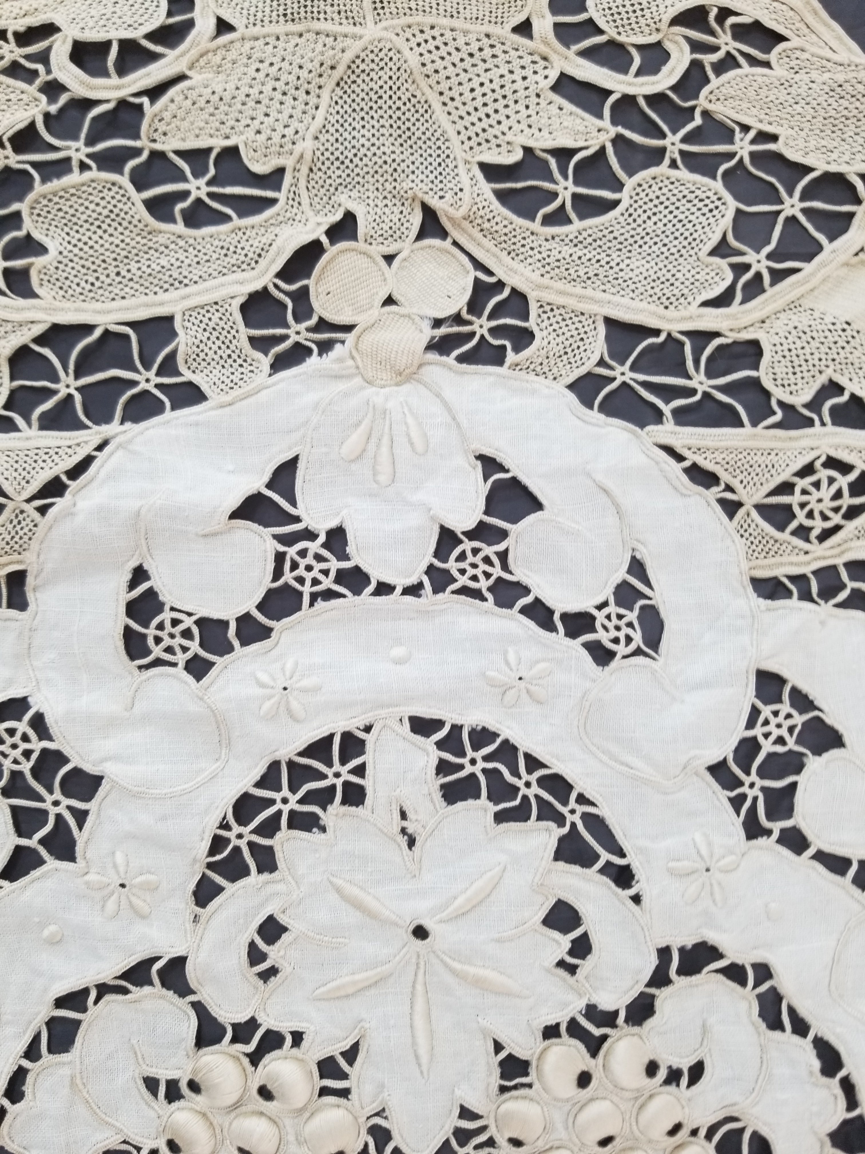 Vintage Point De Venice Needle Lace Banquet Tablecloth 242x160cm