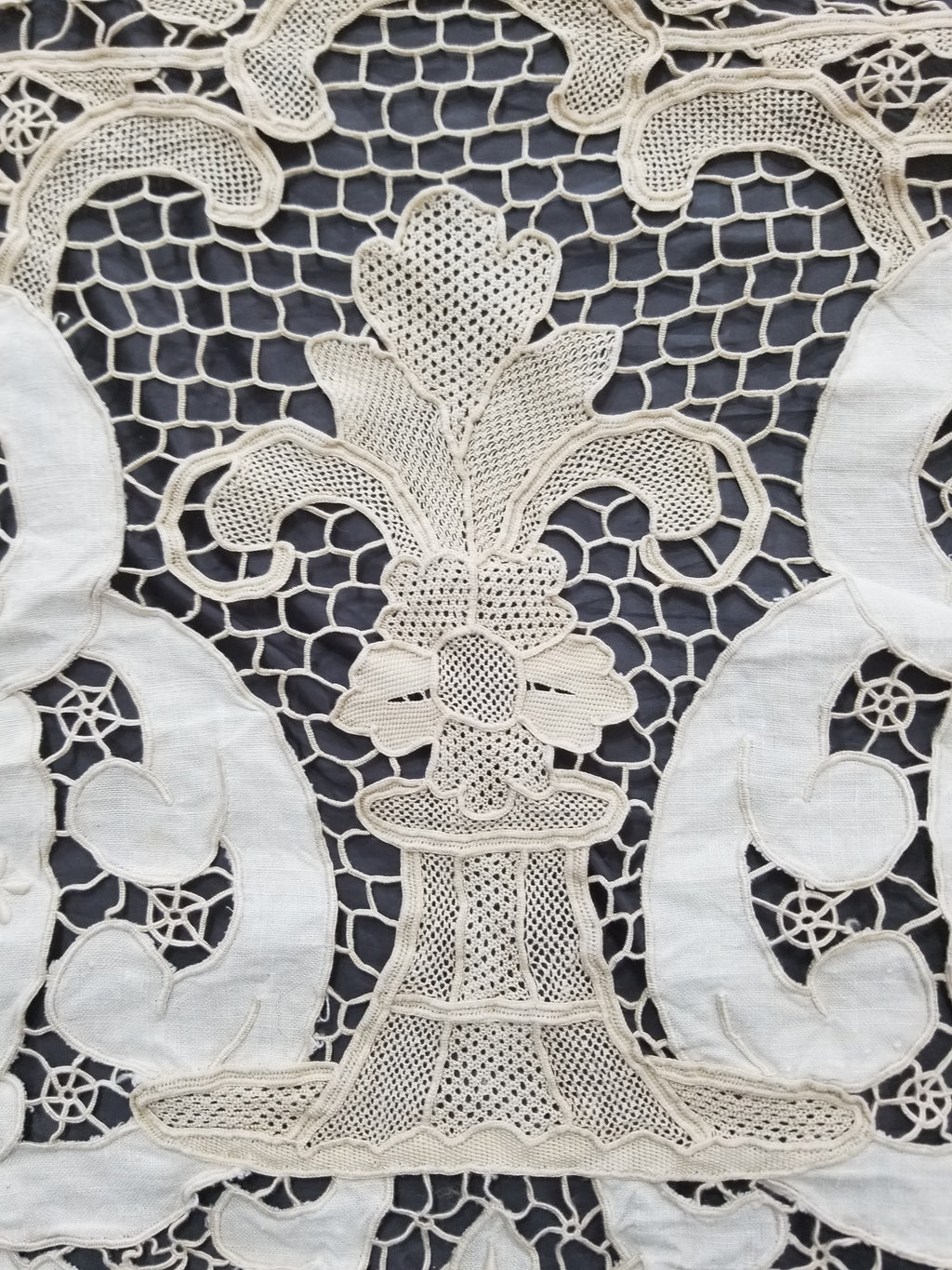 Vintage Point De Venice Needle Lace Banquet Tablecloth 242x160cm