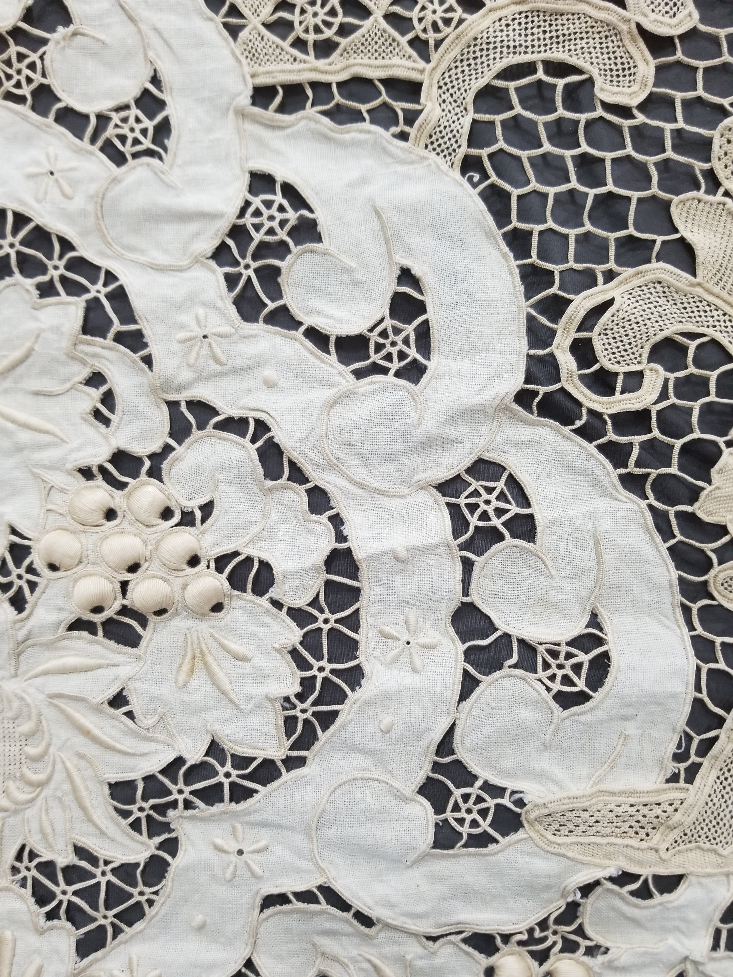 Vintage Point De Venice Needle Lace Banquet Tablecloth 242x160cm