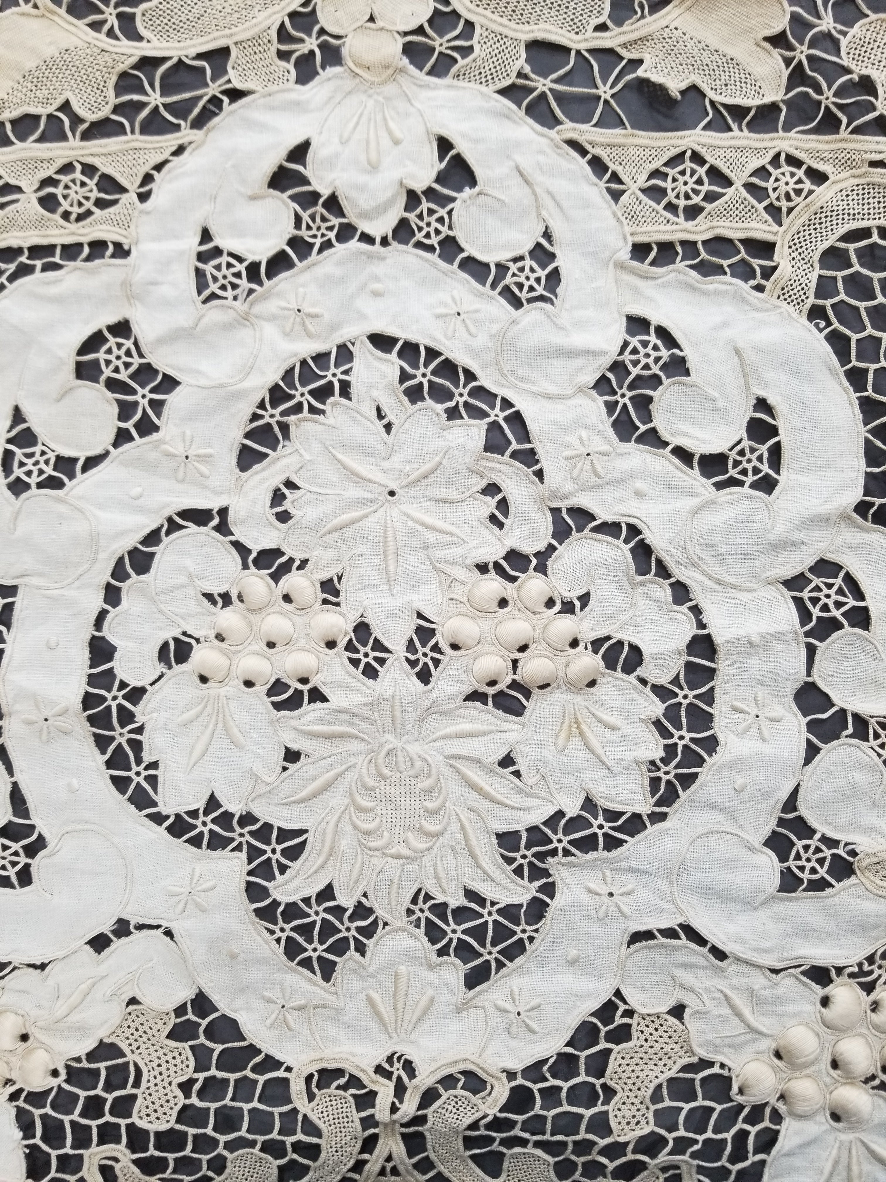 Vintage Point De Venice Needle Lace Banquet Tablecloth 242x160cm