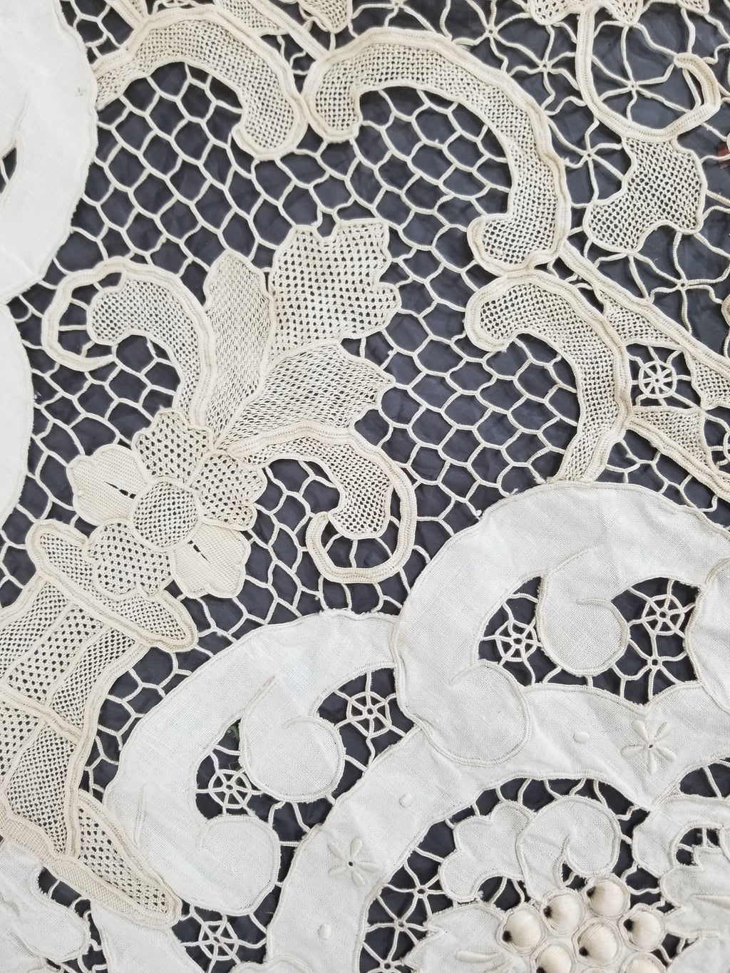 Vintage Point De Venice Needle Lace Banquet Tablecloth 242x160cm