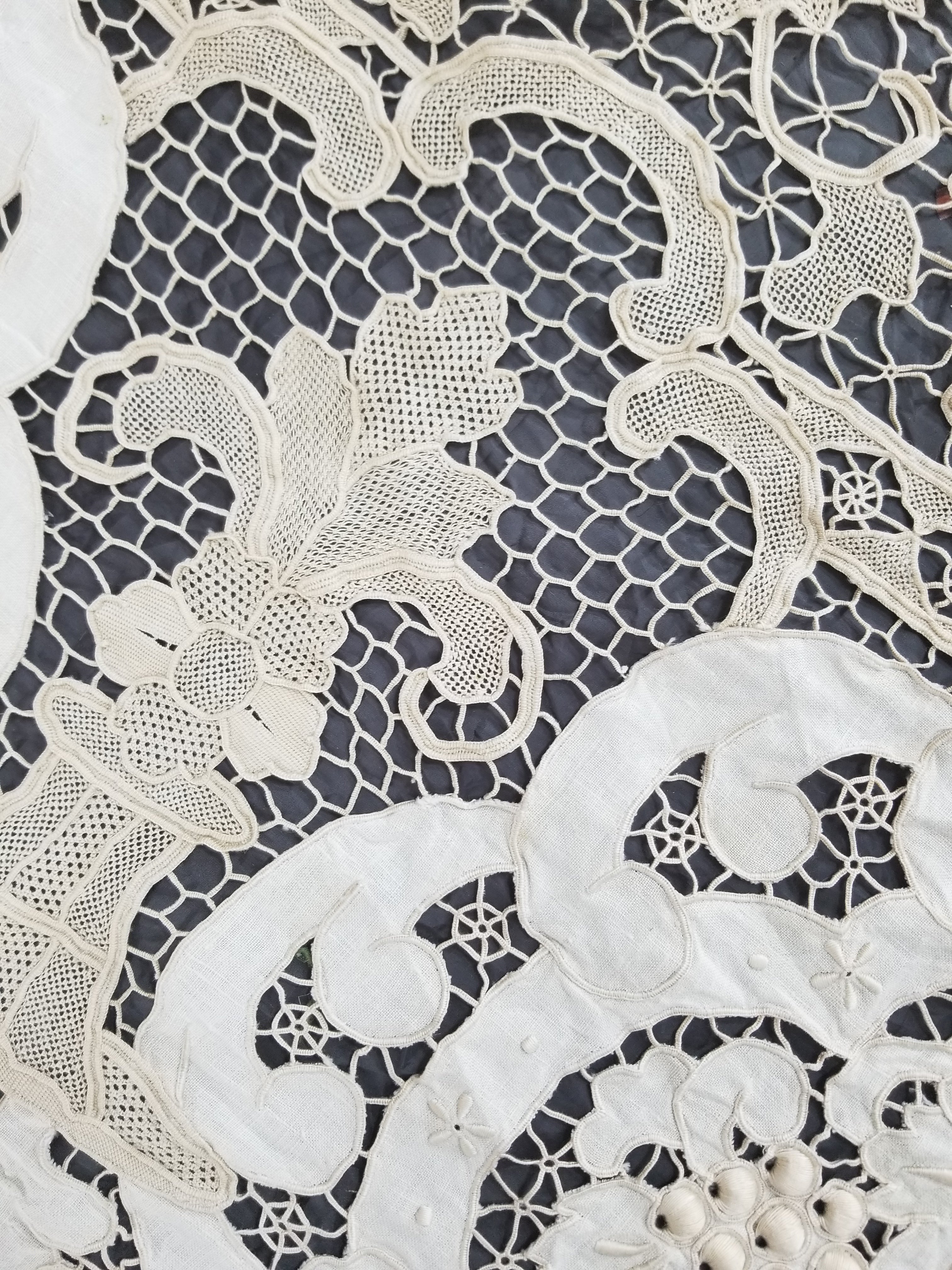 Vintage Point De Venice Needle Lace Banquet Tablecloth 242x160cm
