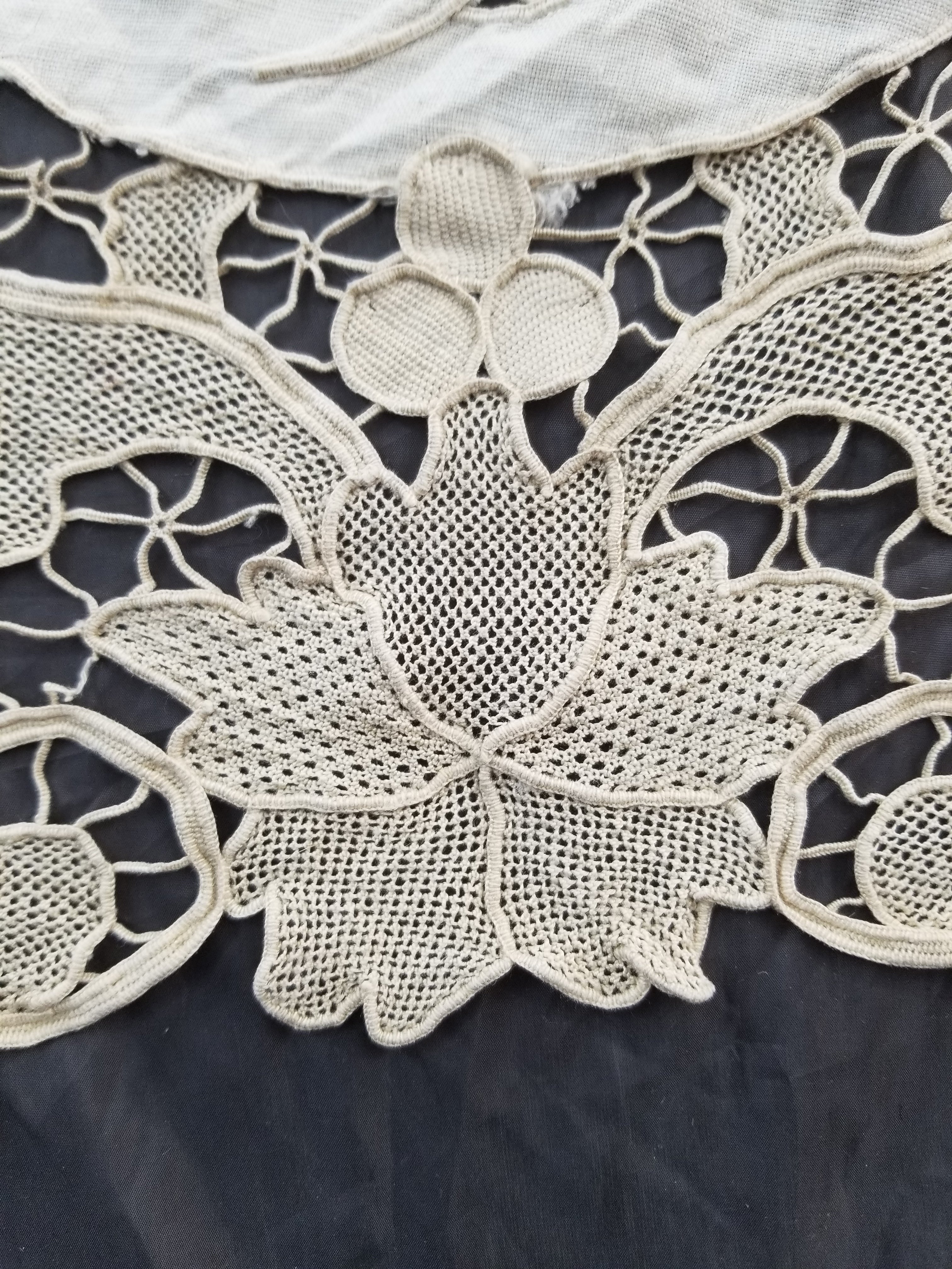 Vintage Point De Venice Needle Lace Banquet Tablecloth 242x160cm