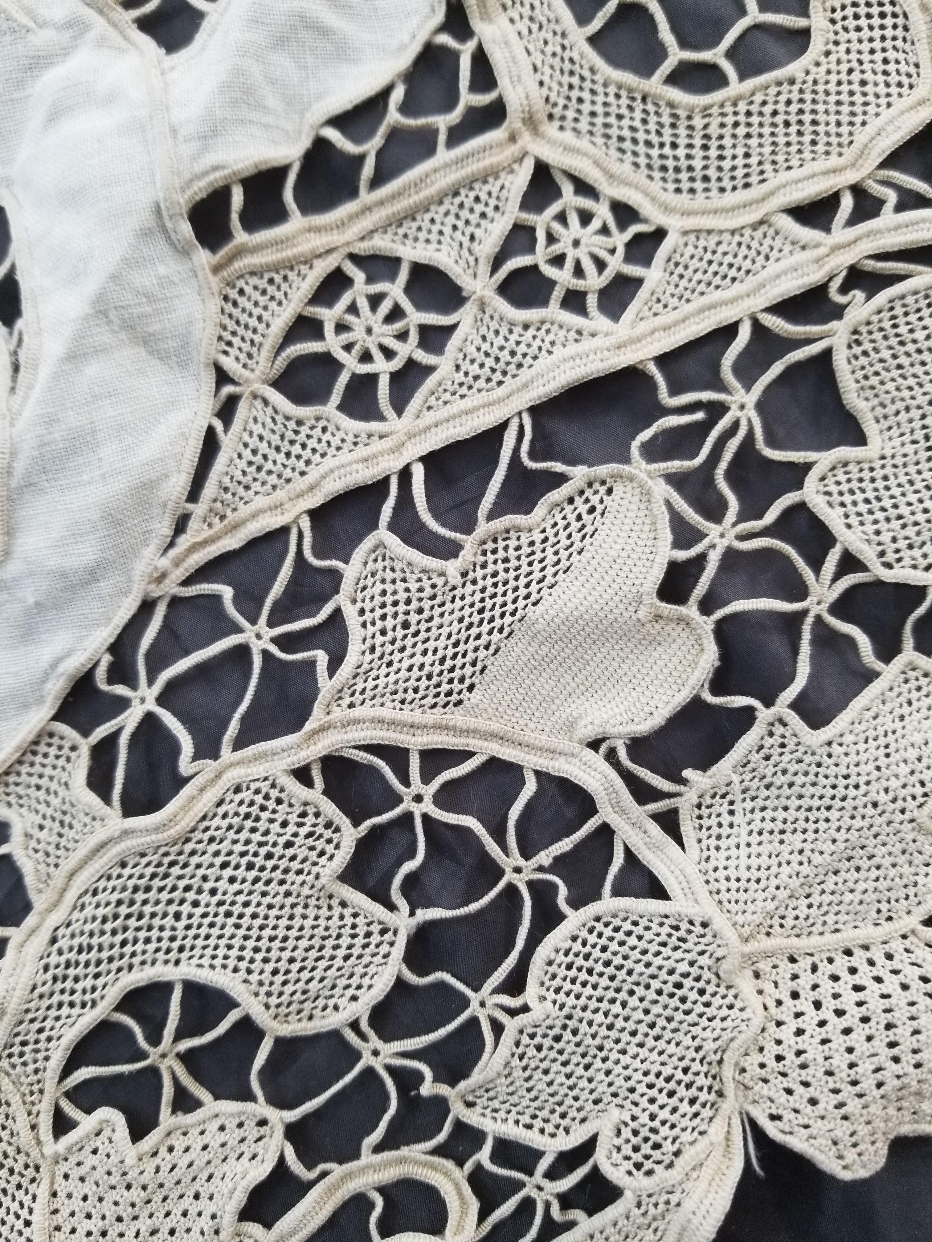 Vintage Point De Venice Needle Lace Banquet Tablecloth 242x160cm