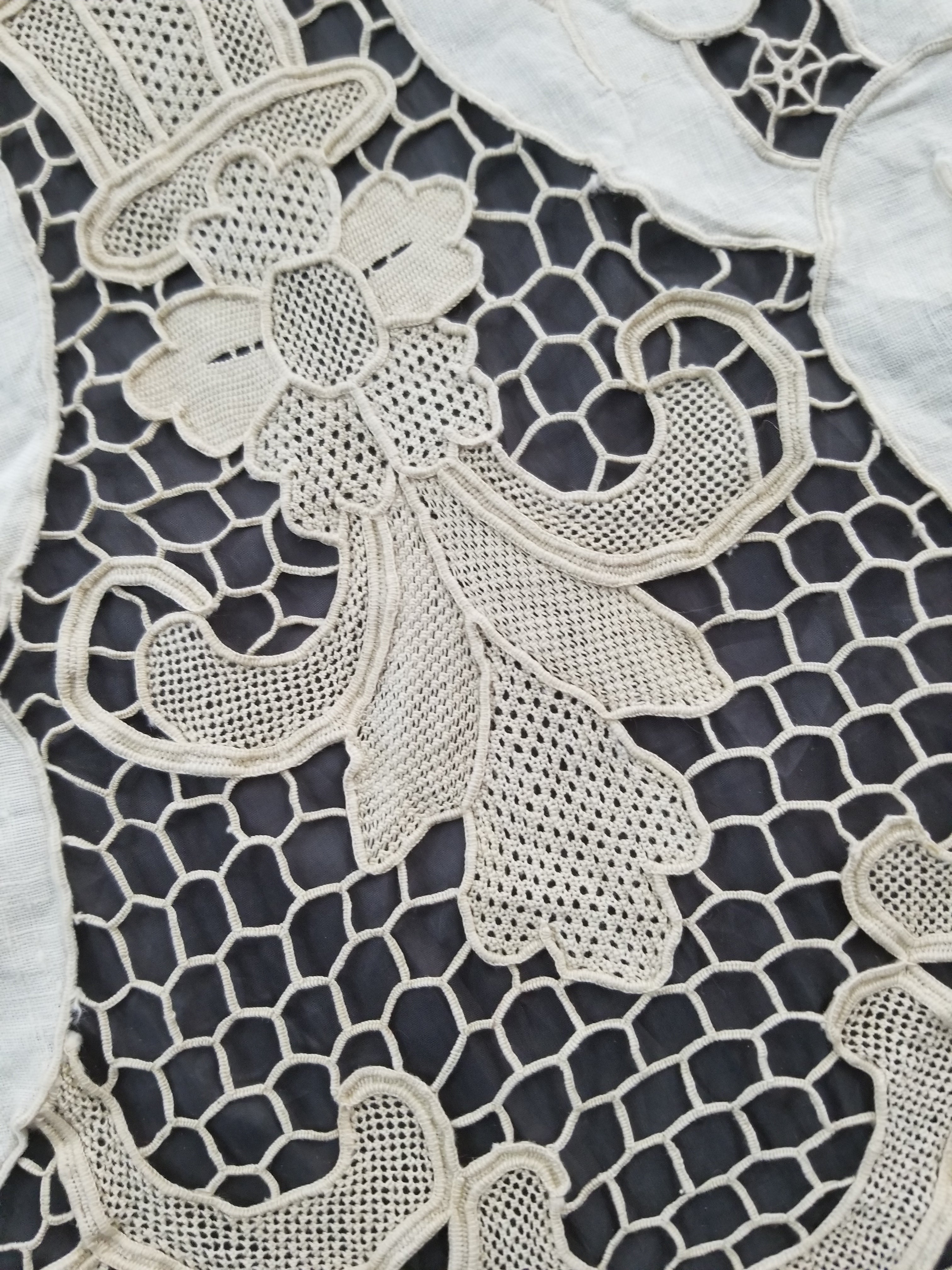 Vintage Point De Venice Needle Lace Banquet Tablecloth 242x160cm