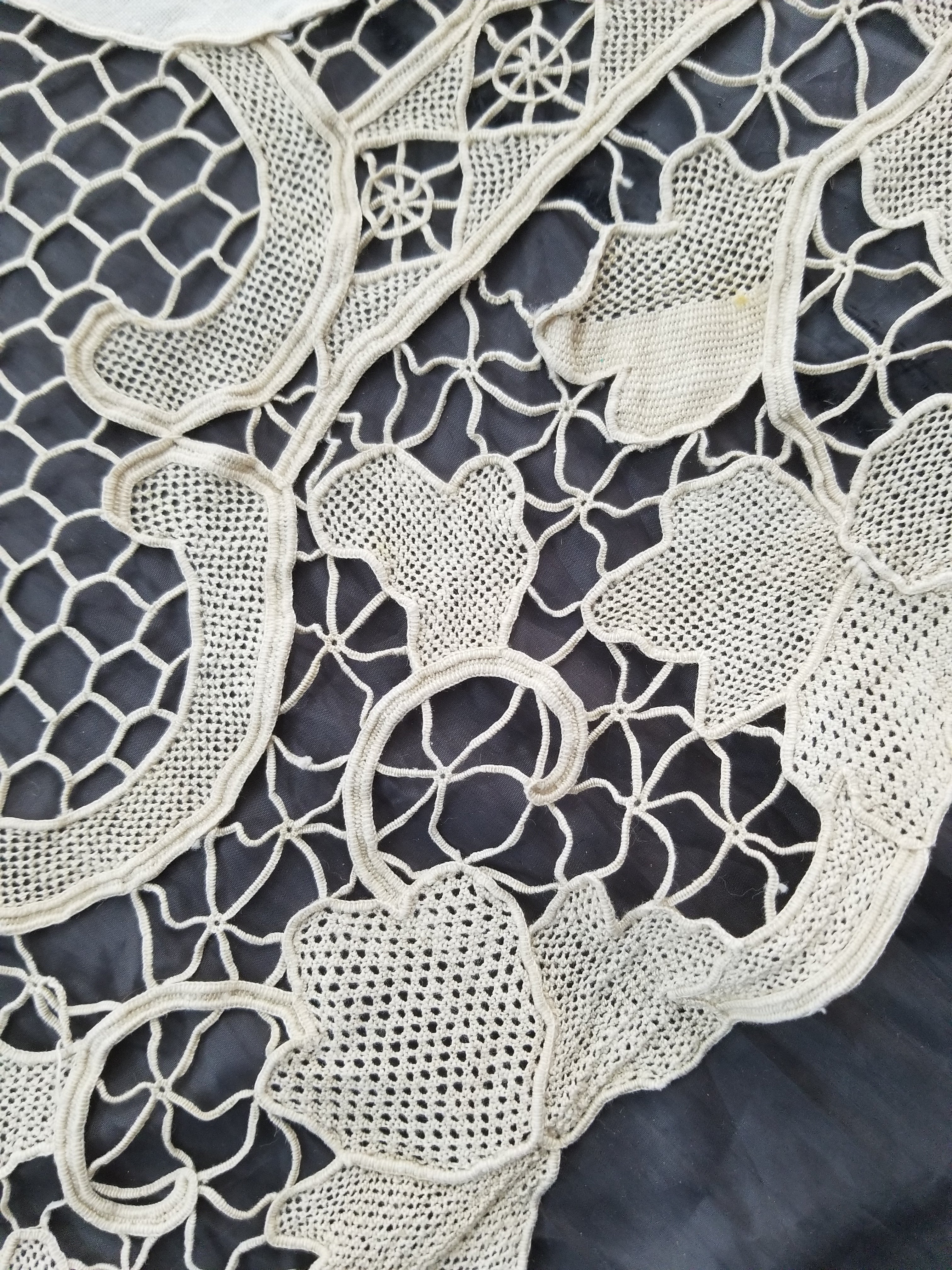 Vintage Point De Venice Needle Lace Banquet Tablecloth 242x160cm