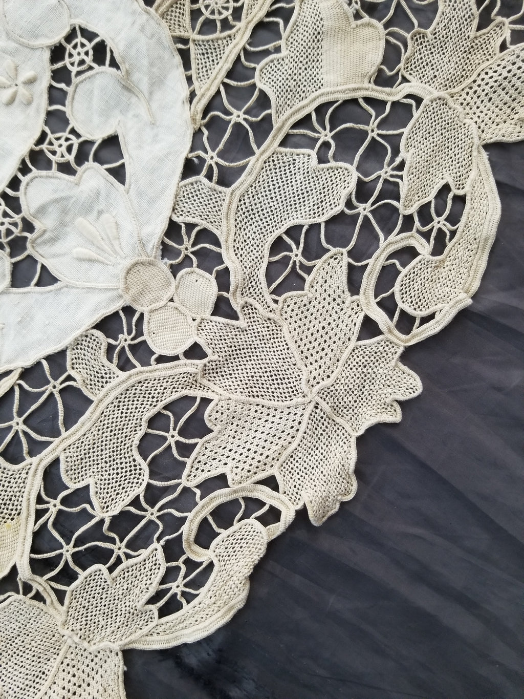 Vintage Point De Venice Needle Lace Banquet Tablecloth 242x160cm