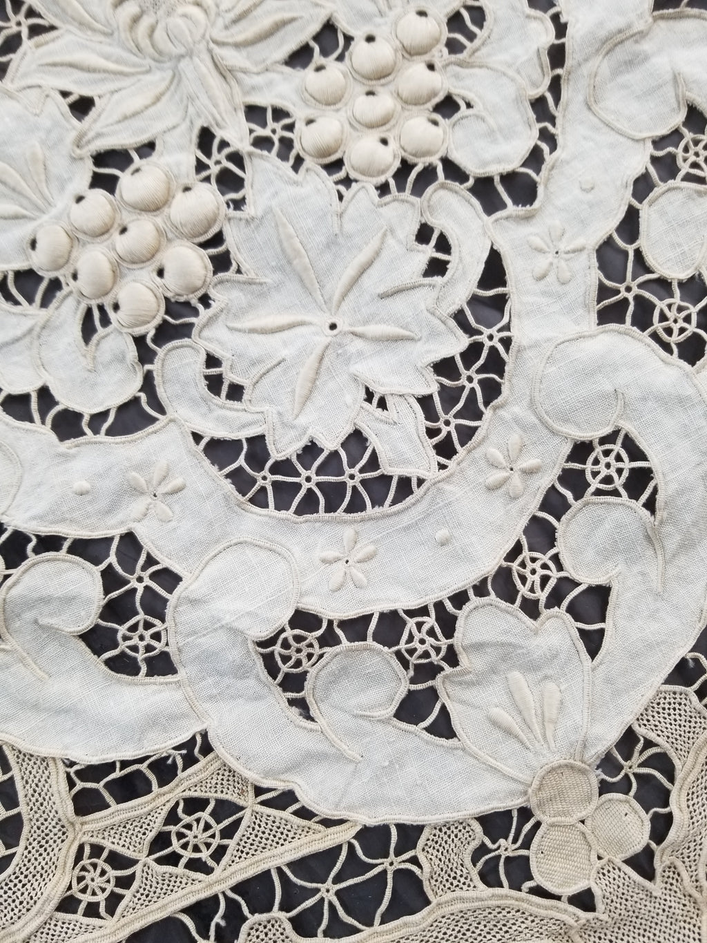Vintage Point De Venice Needle Lace Banquet Tablecloth 242x160cm