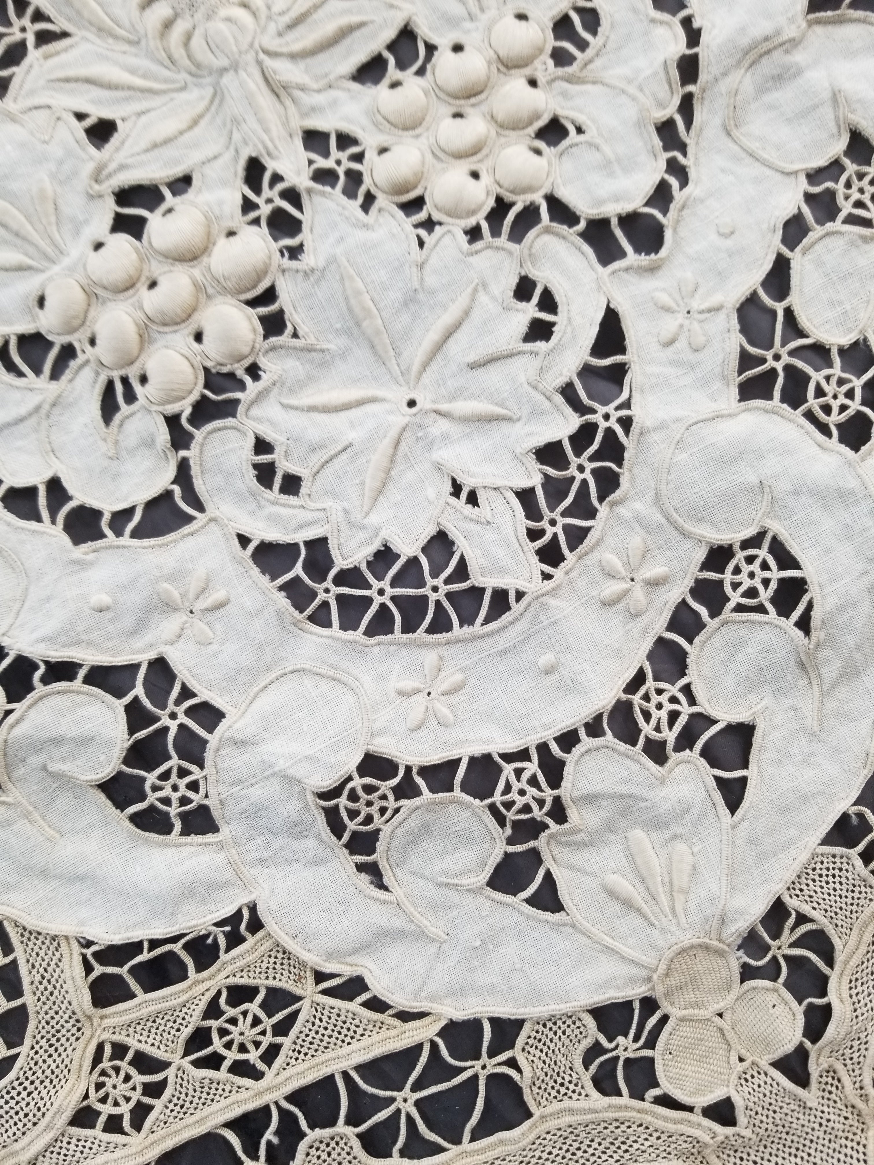 Vintage Point De Venice Needle Lace Banquet Tablecloth 242x160cm