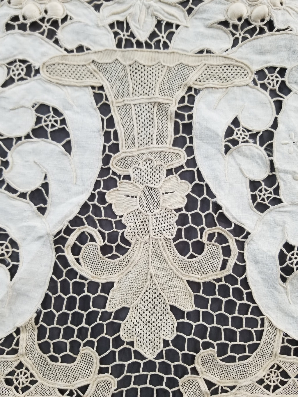 Vintage Point De Venice Needle Lace Banquet Tablecloth 242x160cm