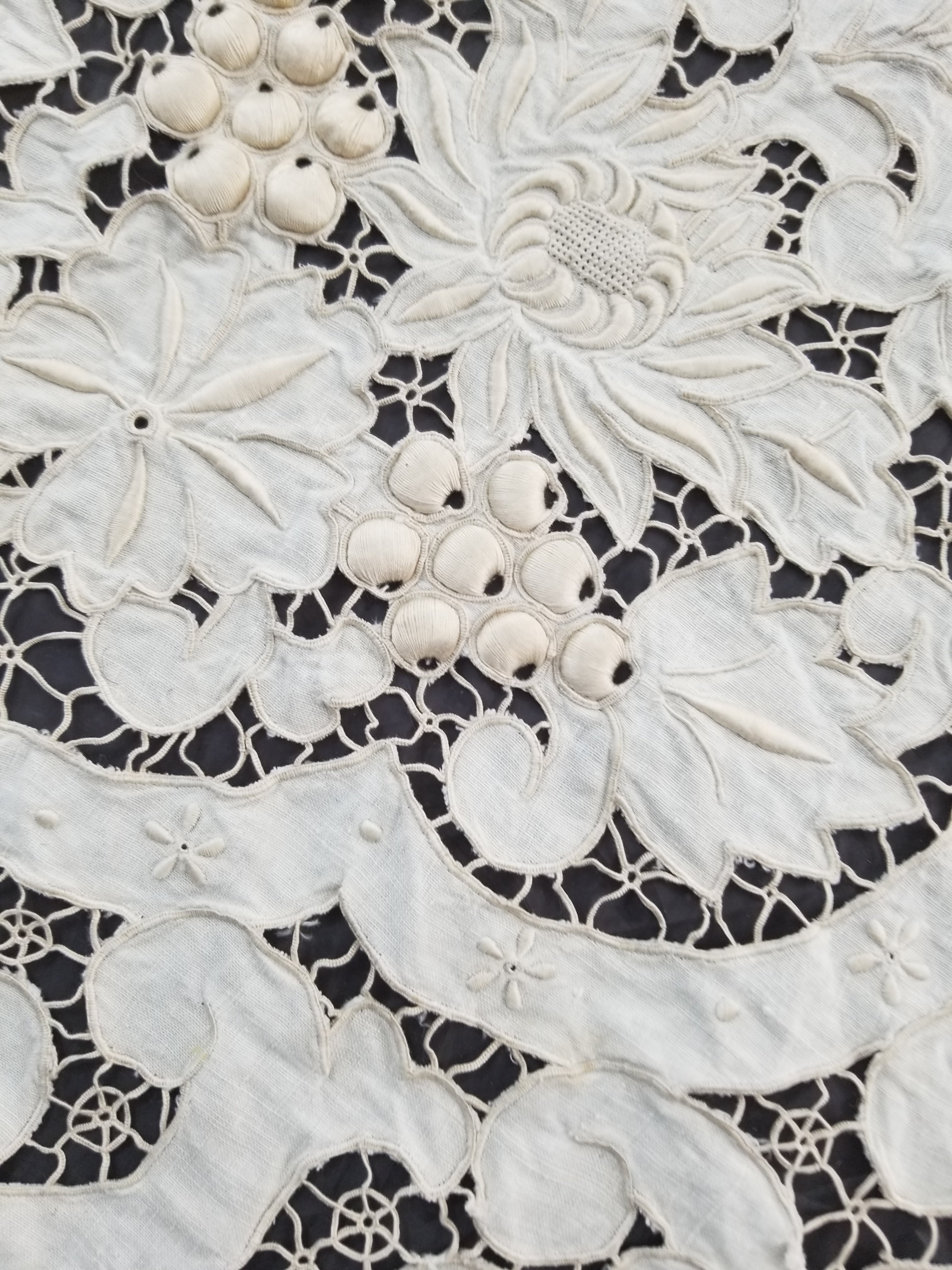 Vintage Point De Venice Needle Lace Banquet Tablecloth 242x160cm