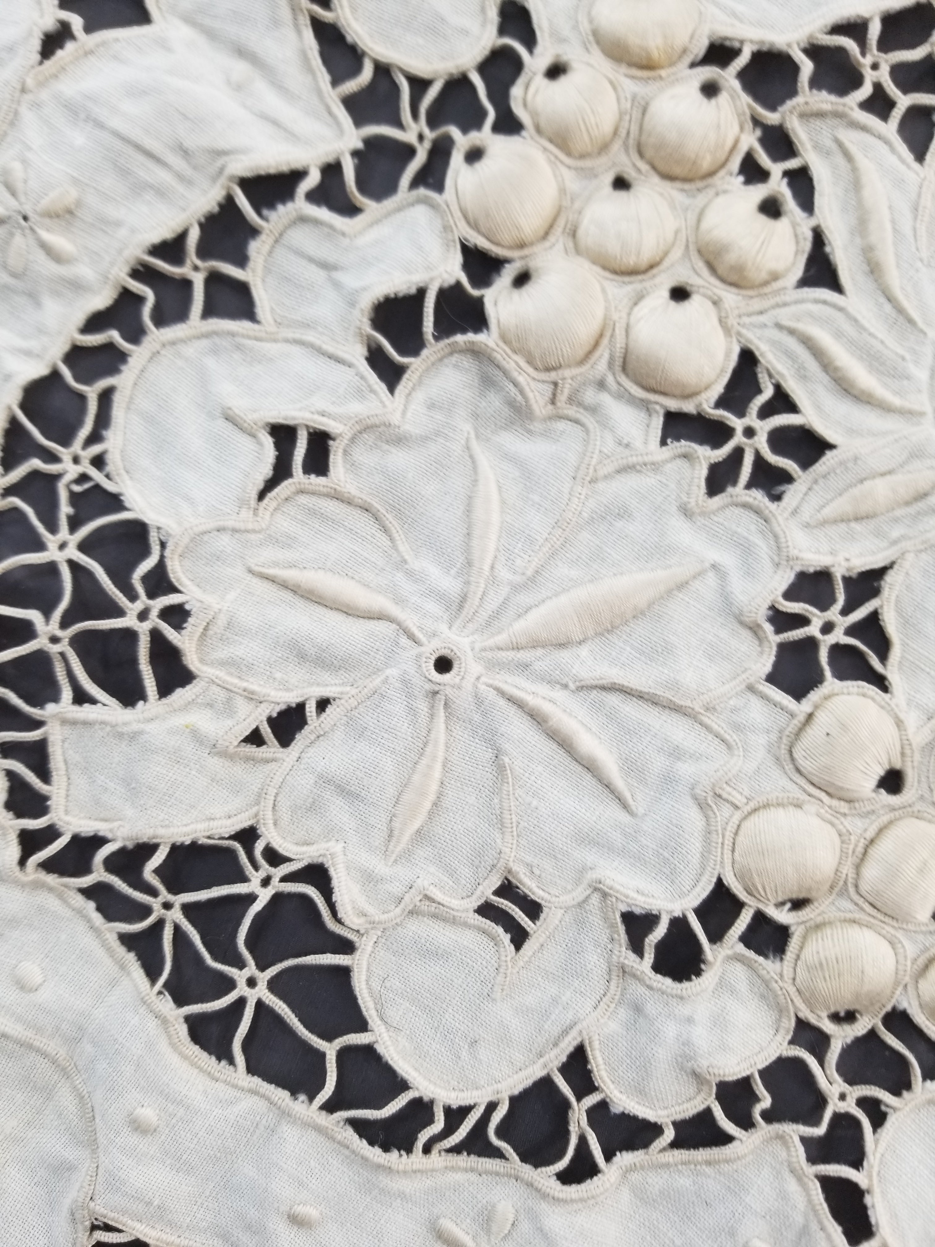 Vintage Point De Venice Needle Lace Banquet Tablecloth 242x160cm
