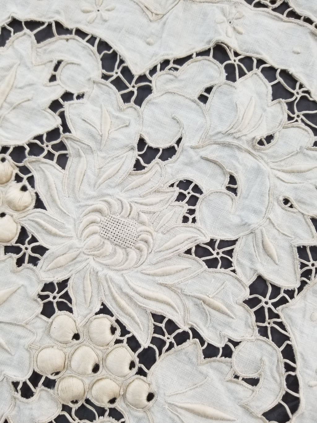Vintage Point De Venice Needle Lace Banquet Tablecloth 242x160cm