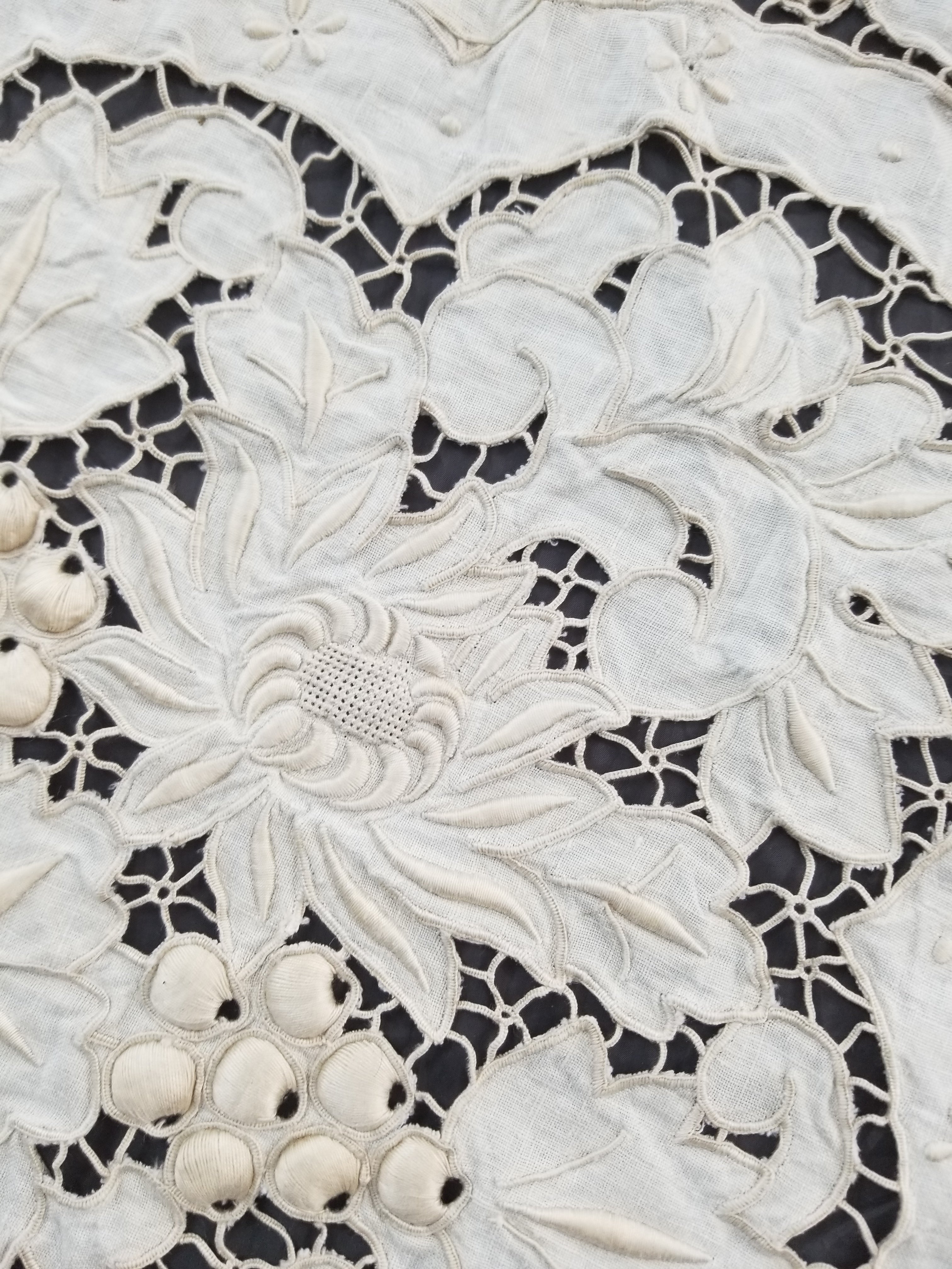 Vintage Point De Venice Needle Lace Banquet Tablecloth 242x160cm