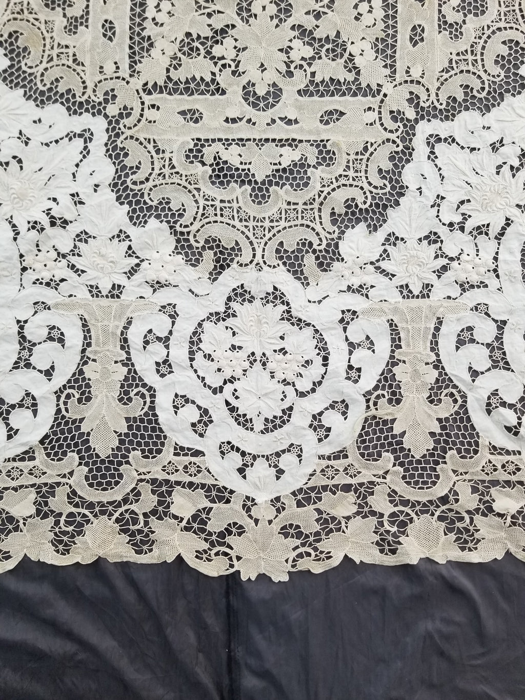 Vintage Point De Venice Needle Lace Banquet Tablecloth 242x160cm