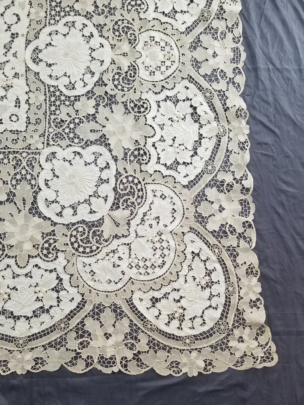 Vintage Point De Venice Needle Lace Banquet Tablecloth 252x165cm