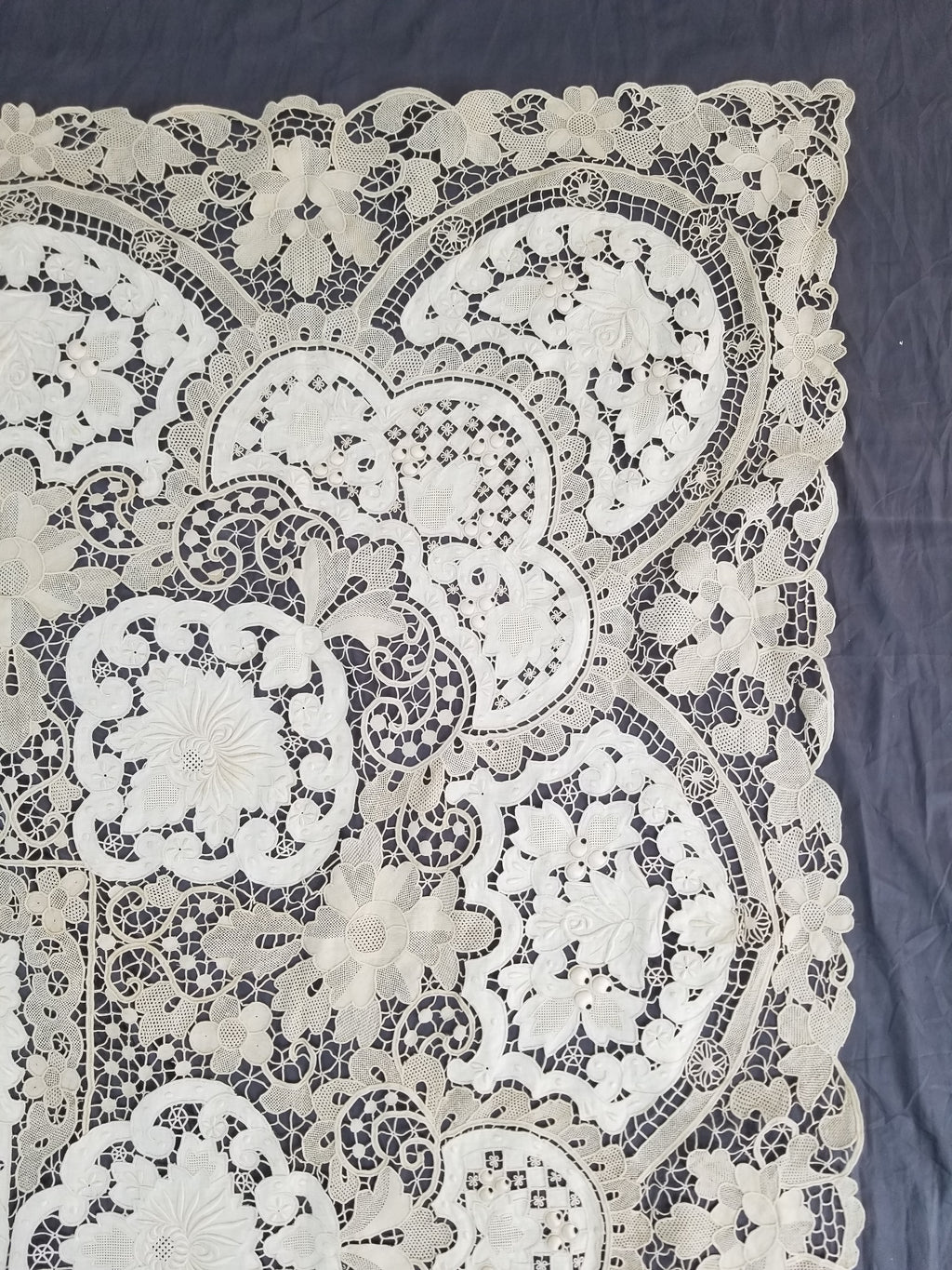 Vintage Point De Venice Needle Lace Banquet Tablecloth 252x165cm