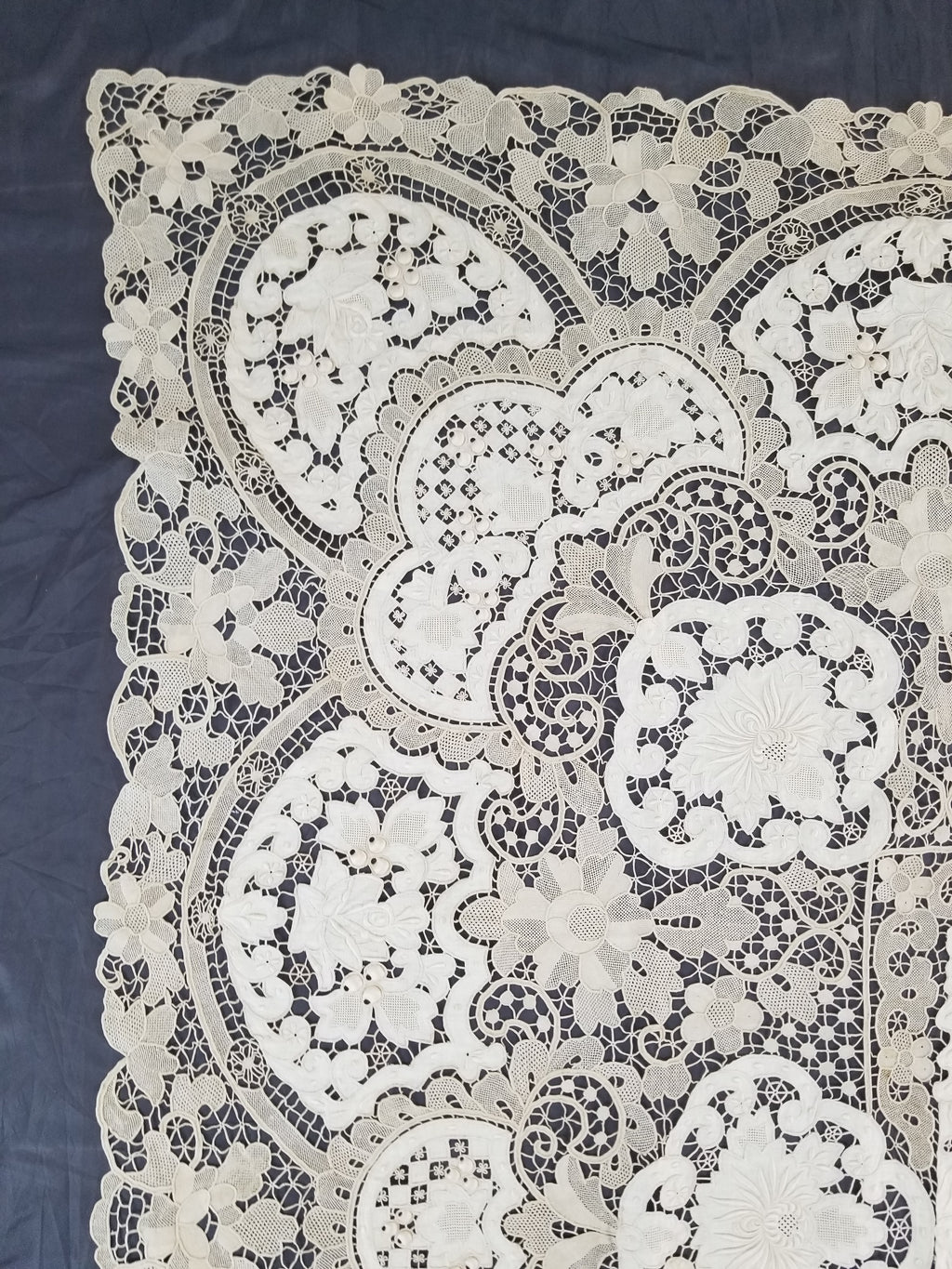 Vintage Point De Venice Needle Lace Banquet Tablecloth 252x165cm