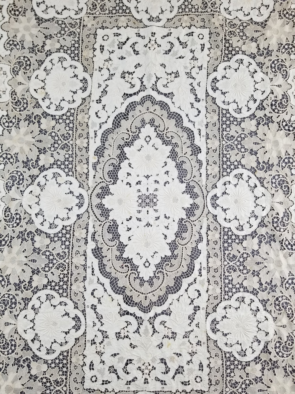 Vintage Point De Venice Needle Lace Banquet Tablecloth 252x165cm
