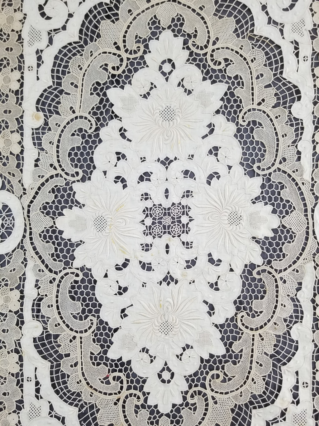 Vintage Point De Venice Needle Lace Banquet Tablecloth 252x165cm