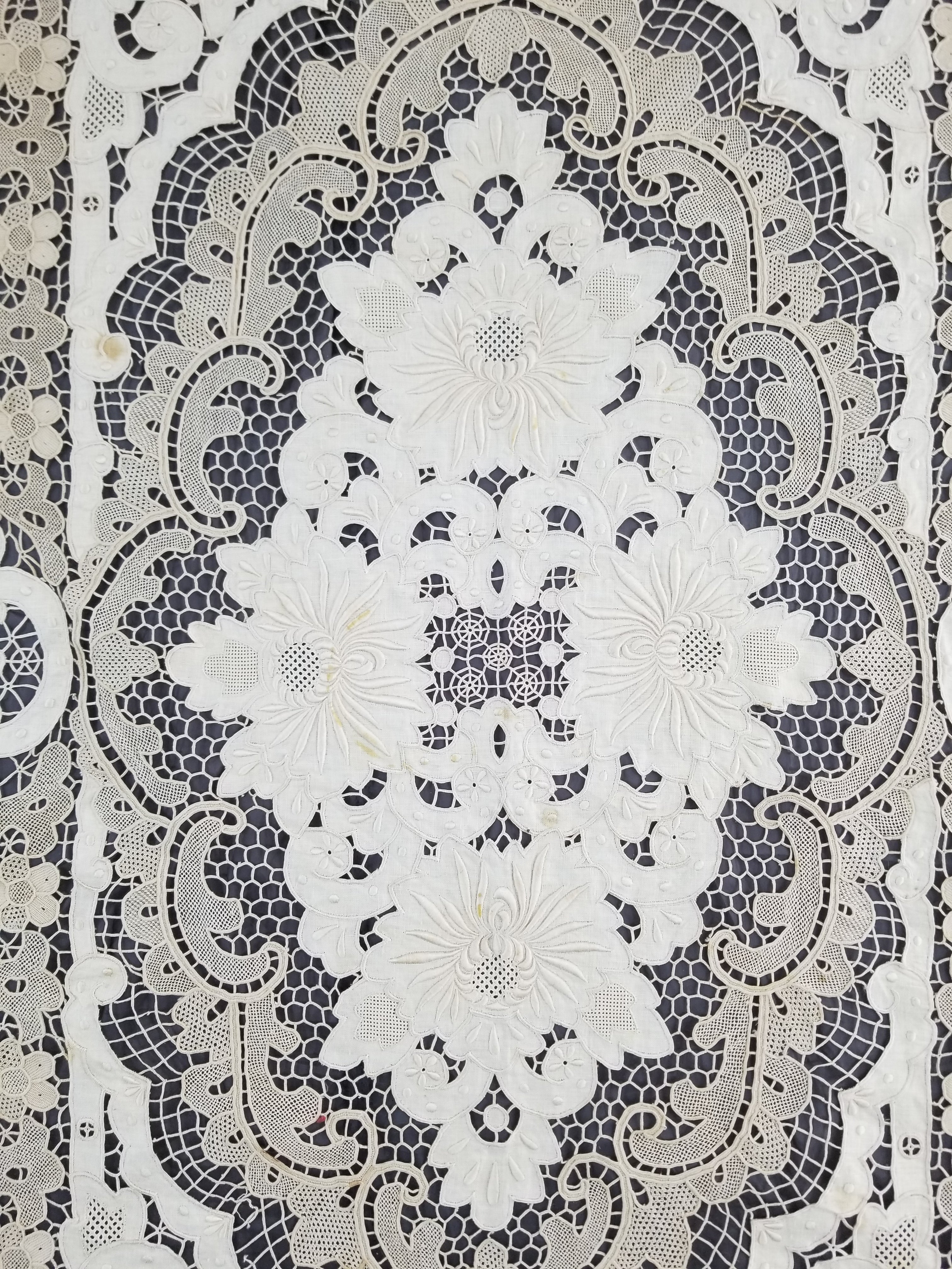 Vintage Point De Venice Needle Lace Banquet Tablecloth 252x165cm