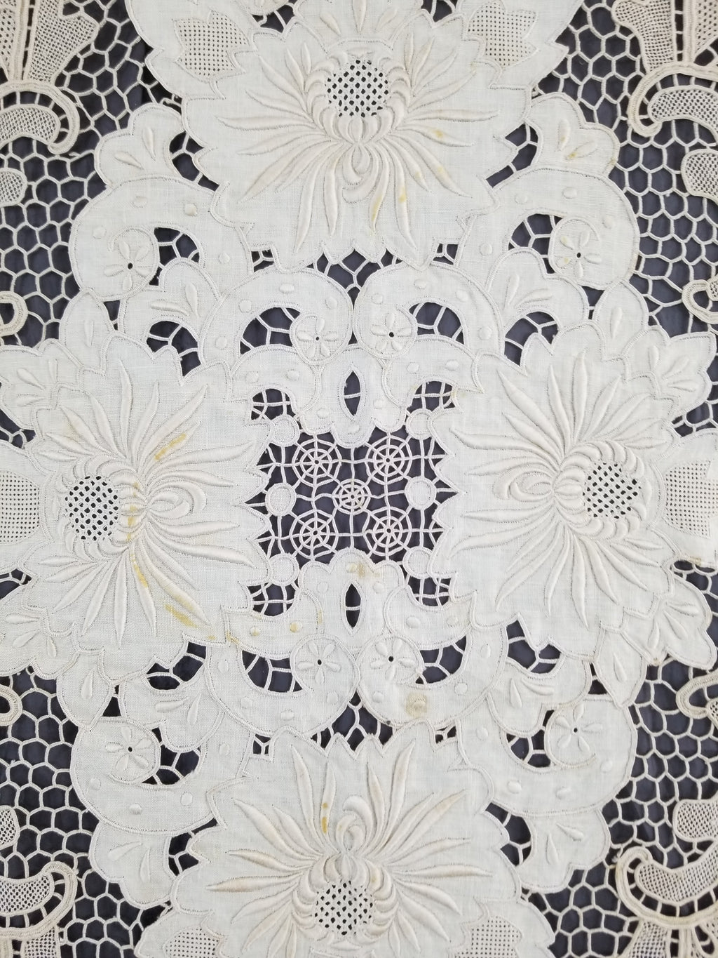 Vintage Point De Venice Needle Lace Banquet Tablecloth 252x165cm