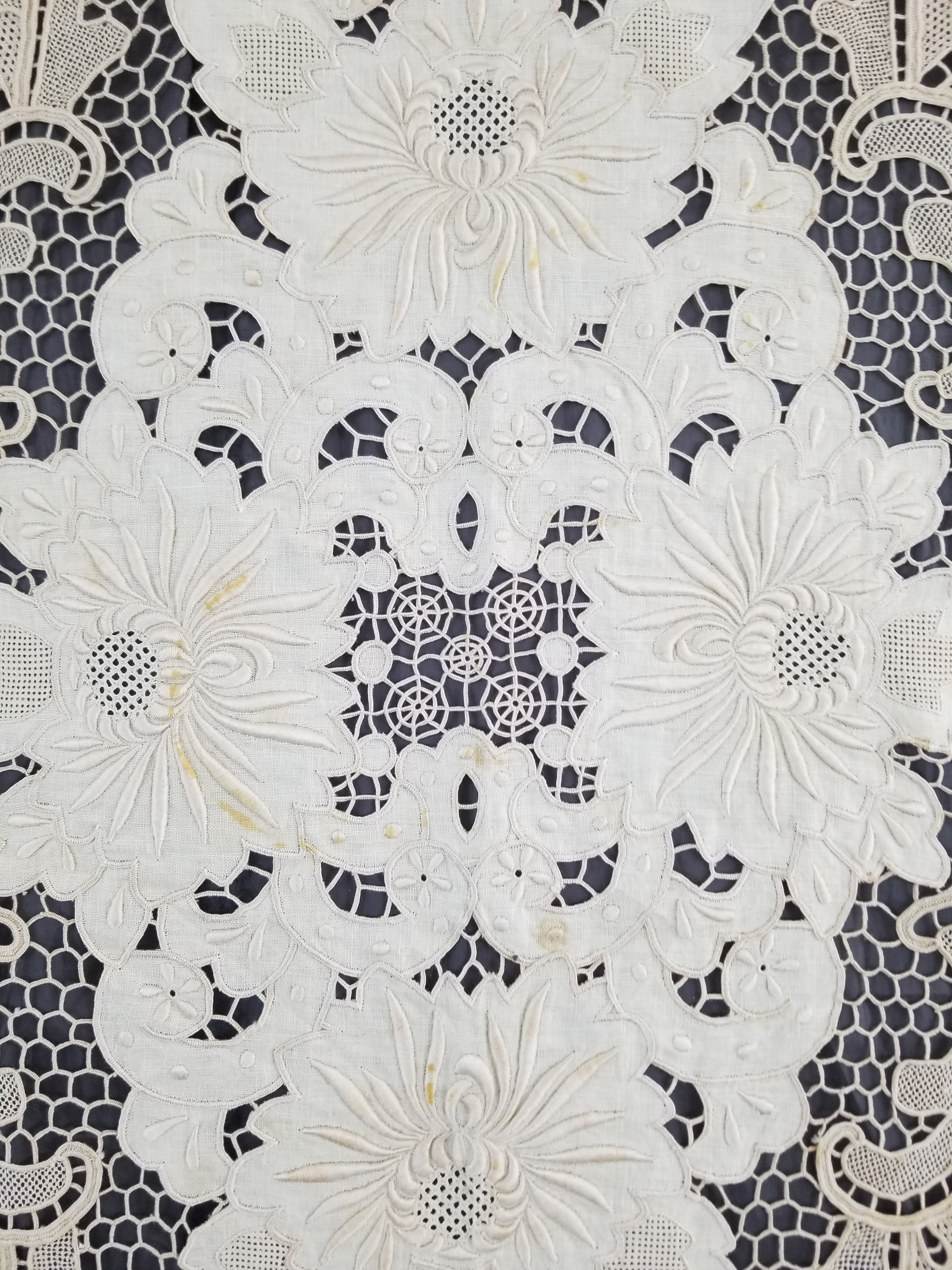 Vintage Point De Venice Needle Lace Banquet Tablecloth 252x165cm