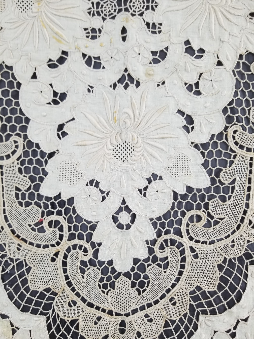 Vintage Point De Venice Needle Lace Banquet Tablecloth 252x165cm
